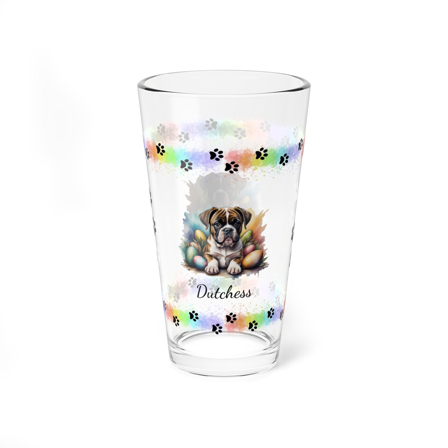 Boxer Personalized Easter Puppy 16oz Pint Glass - Custom Dog Design, Mental Health Gift, Easter Décor, and Festive Celebrations