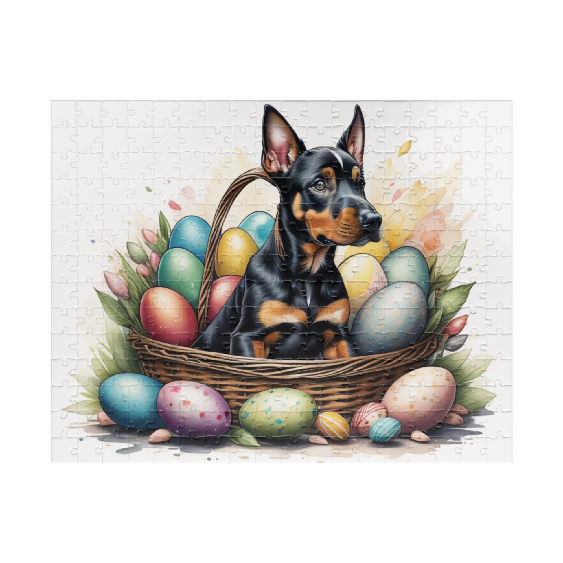 Doberman Easter Puppy Puzzle - Dog Lovers, Mental Health Benefits, Holiday Fun, Mindfulness, Stress Relief, Festive Gift