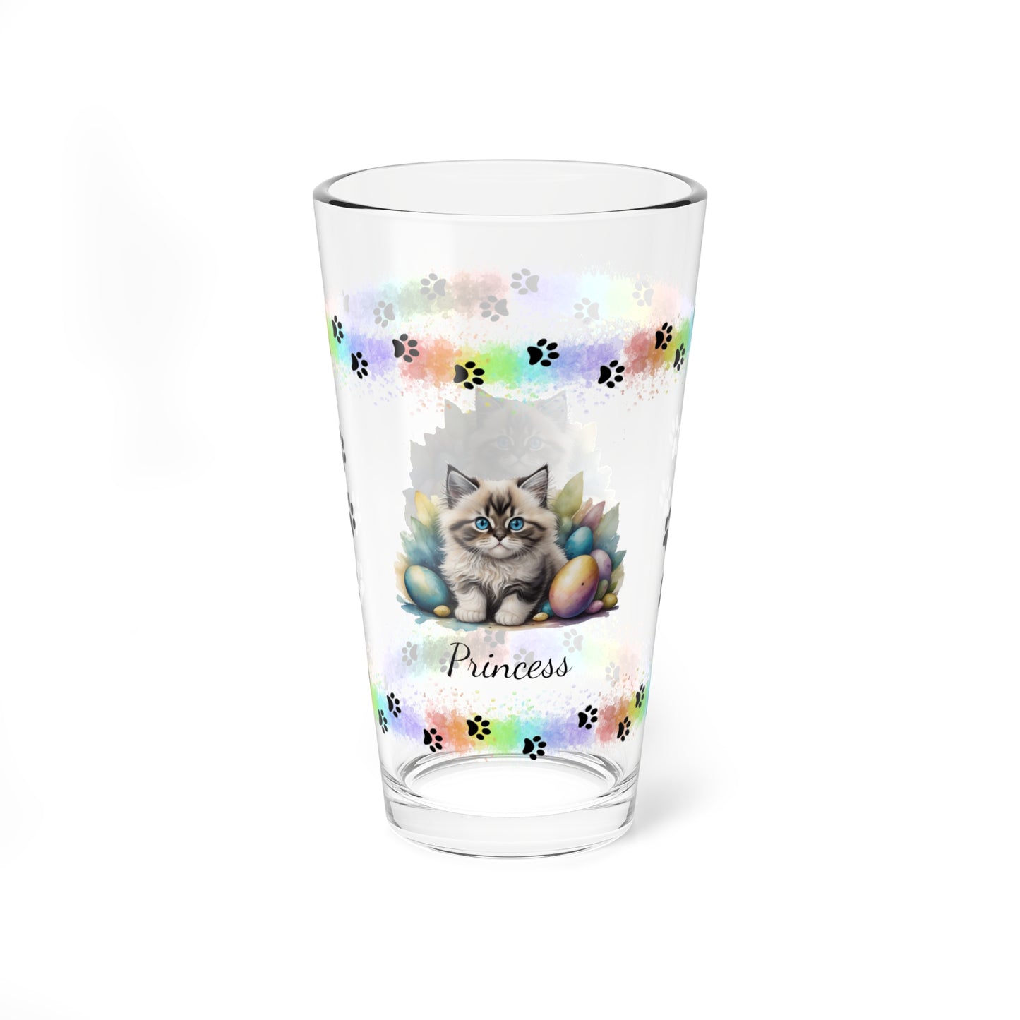 Ragdoll Easter Kitten 16oz Pint Glass - Personalized Cat-Themed Gift, Mental Health Drinkware, Holiday Décor & Easter Celebration
