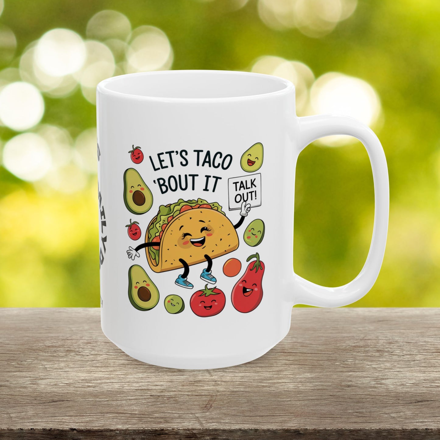 Let's Taco 'Bout It Funny Mental Health Mug, Stylish Ceramic Coffee Cup, Positive Affirmation Gift, Anxiety Relief, Self-Care Mug, Therapist Office Décor