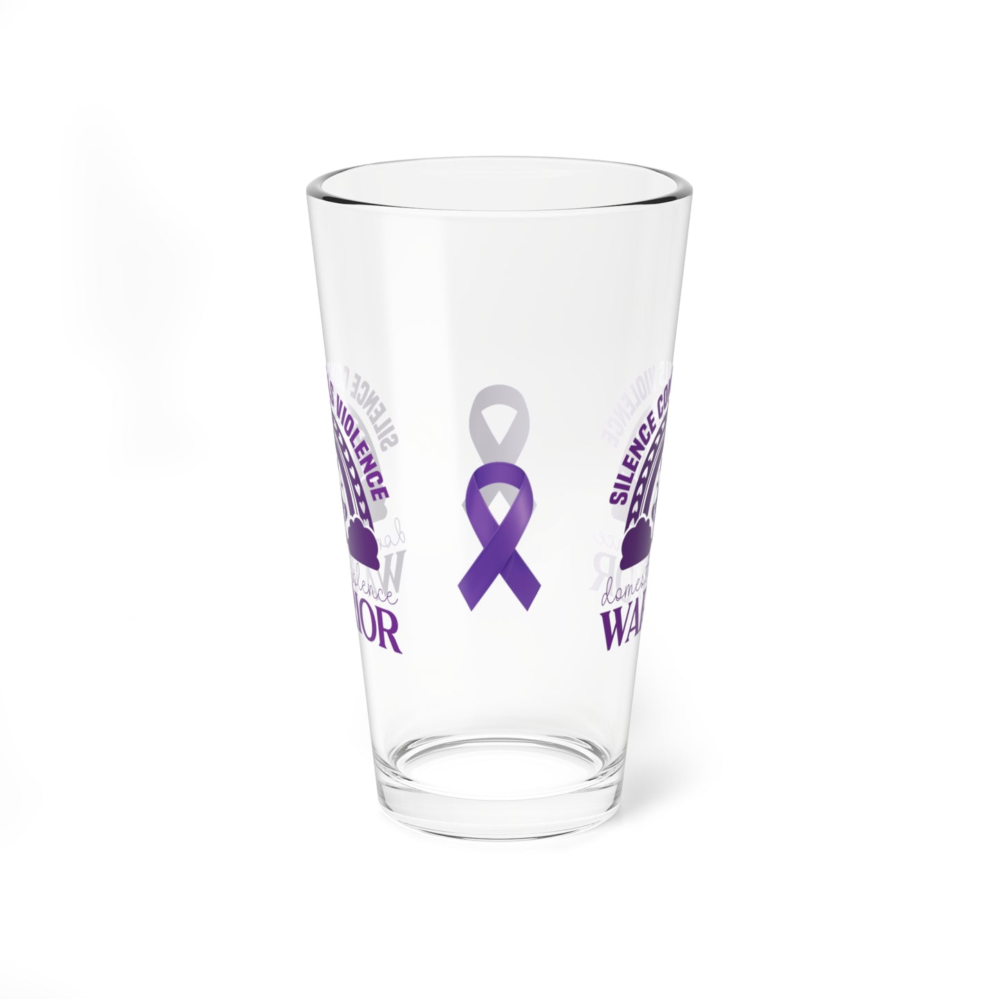 Silence Conceals Violence DV Warrior pint glass with advocacy design