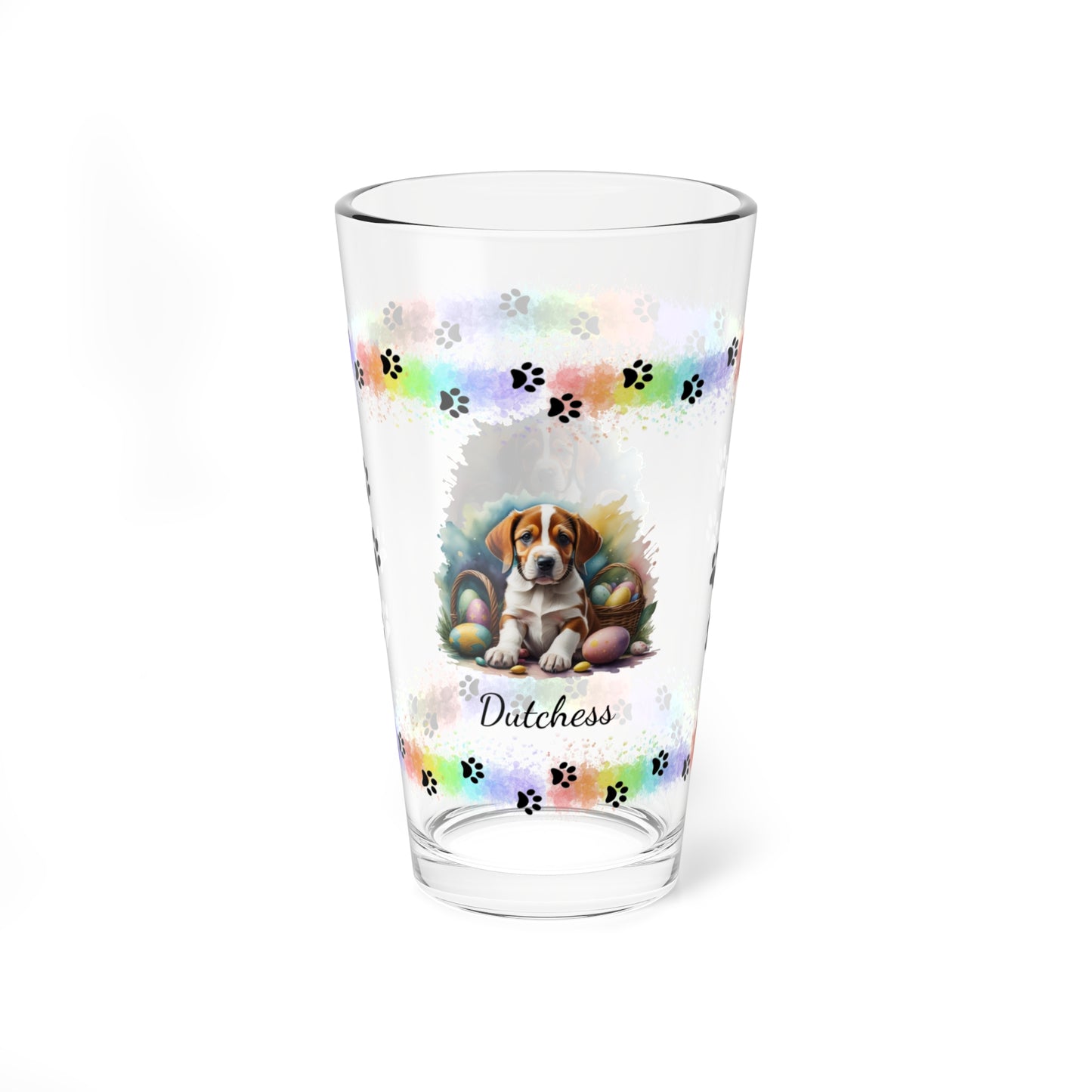 American Foxhound Personalized Easter Puppy 16oz Pint Glass - Custom Dog Design, Mental Health Gift, Easter Décor, and Festive Celebrations