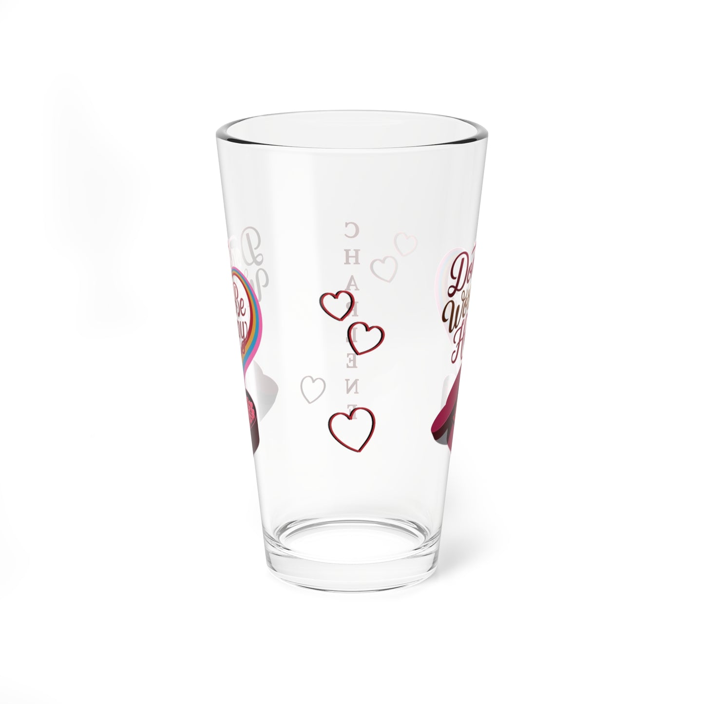 Don't Worry Be Happy: Personalized Valentine's Day Affirmation Pint Glass – Valentine's Day Self-Care Gift, Mindful Positivity Drinkware