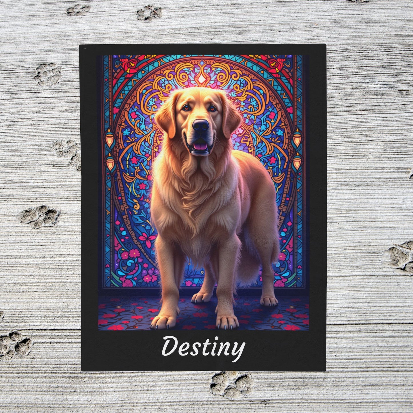 Golden Retriever Light Cream Coat Personalized Velveteen Plush Blanket, Dog Lover Throw Gift