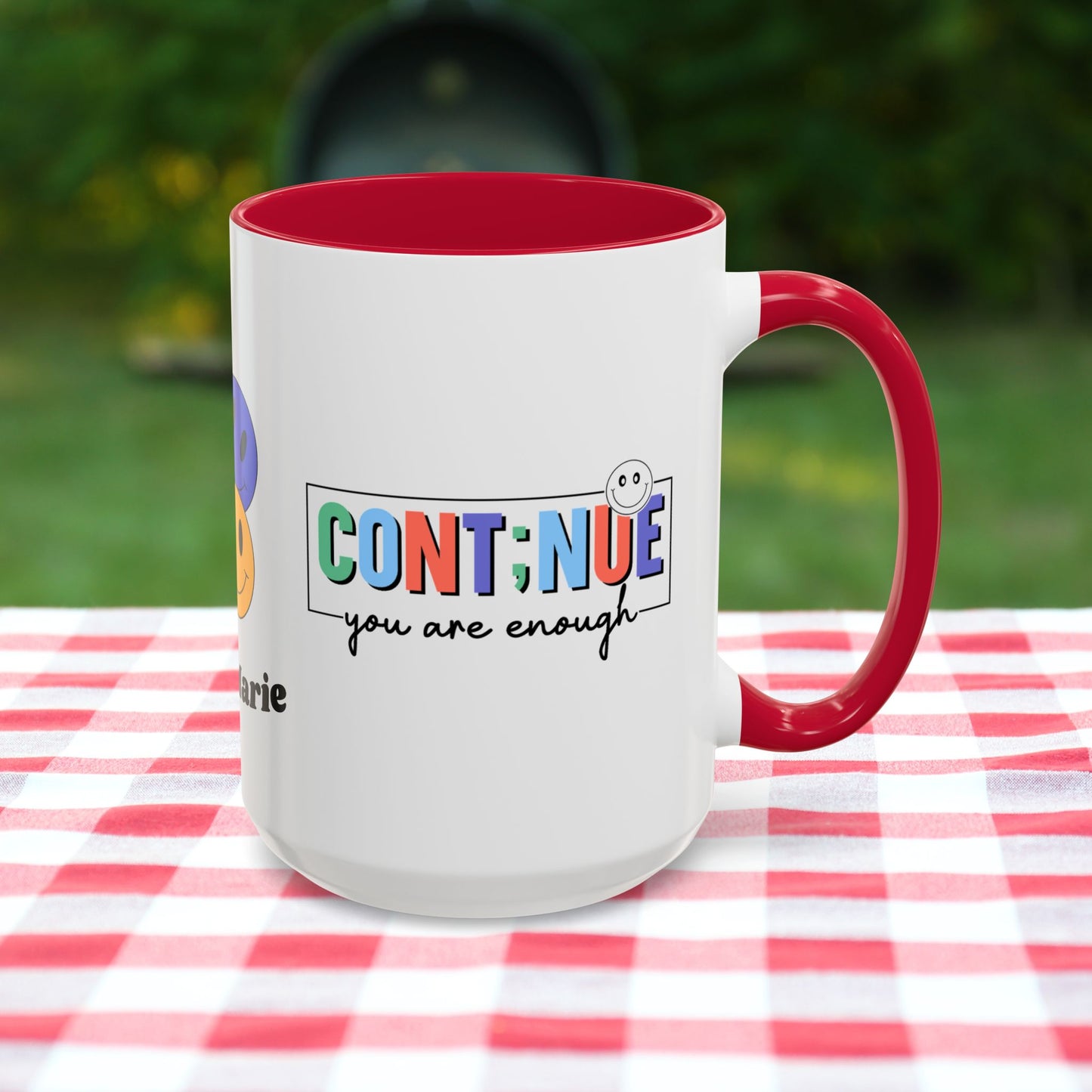 Continue, You Are Enough - Custom Retro Motivational Mug for Mental Health Support & Emotional Resilience