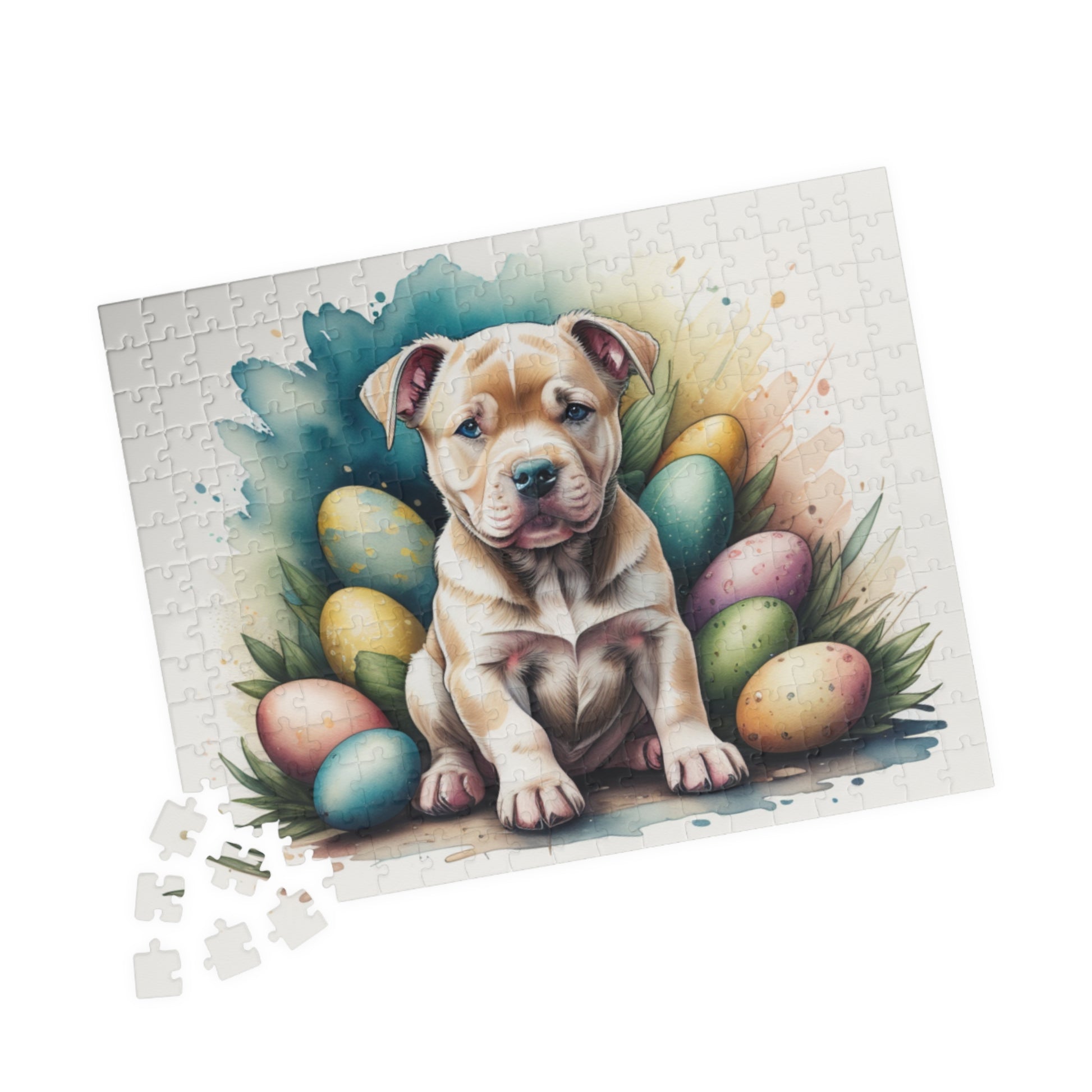 Pitbull (Fawn) Easter Puppy Puzzle - Dog Lovers, Mental Health Benefits, Holiday Fun, Mindfulness, Stress Relief, Festive Gift