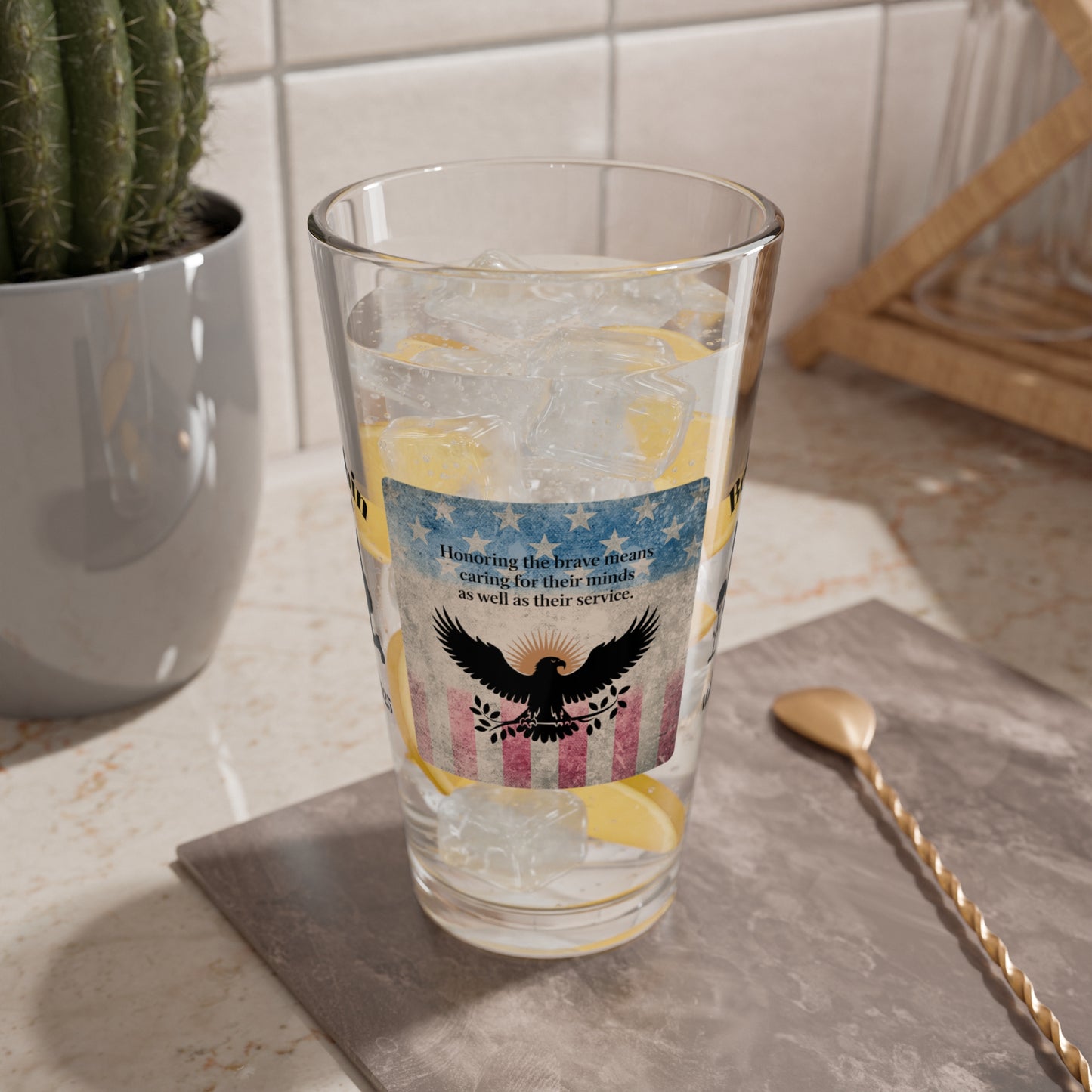 Personalized Memorial Day Pint Glass - "Honoring The Brave", PTSD Awareness Gift for Veterans & Memorial Days