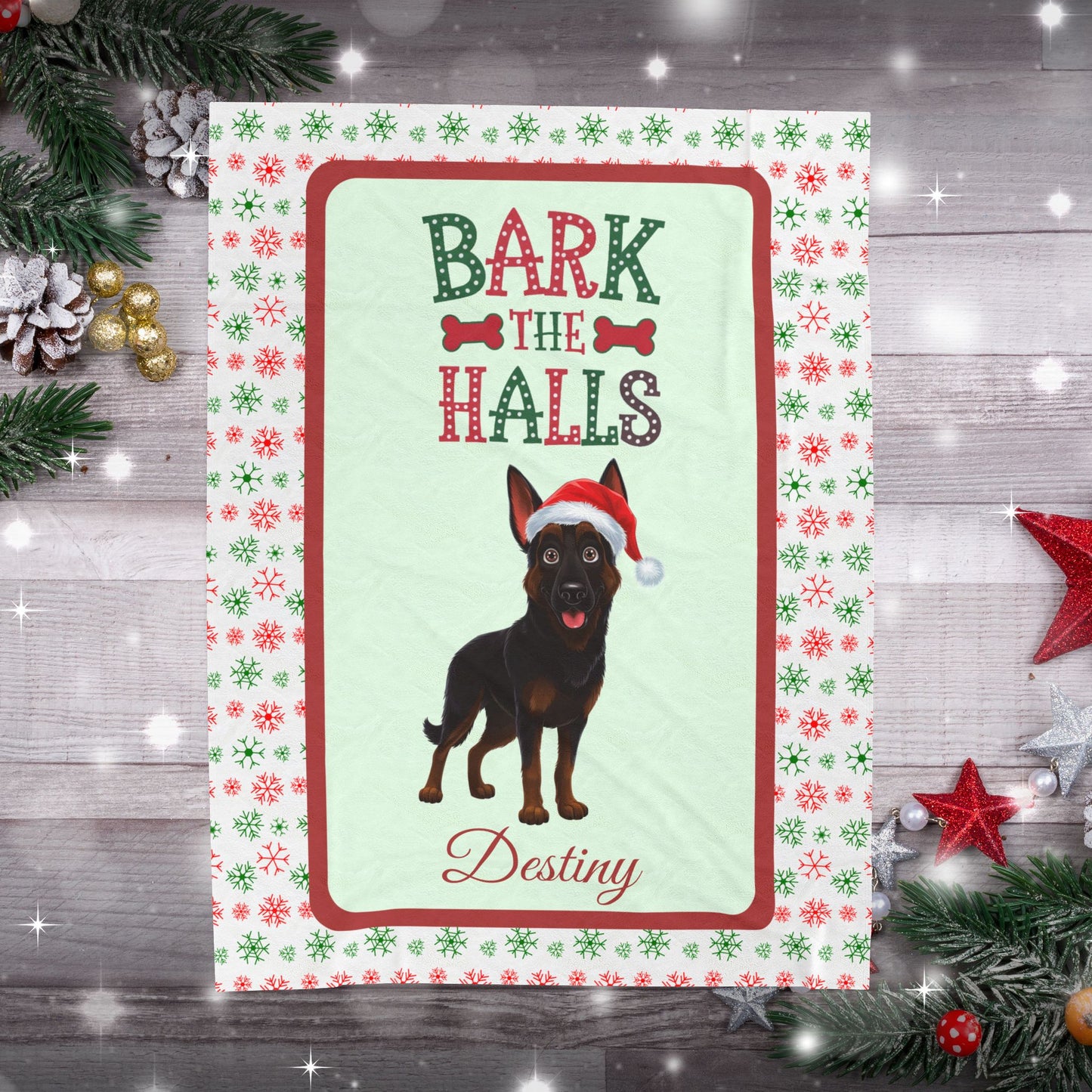 German Shepherd (Bi-Color) Velveteen Blanket - Cozy holiday dog throw, personalized gift for pet lovers