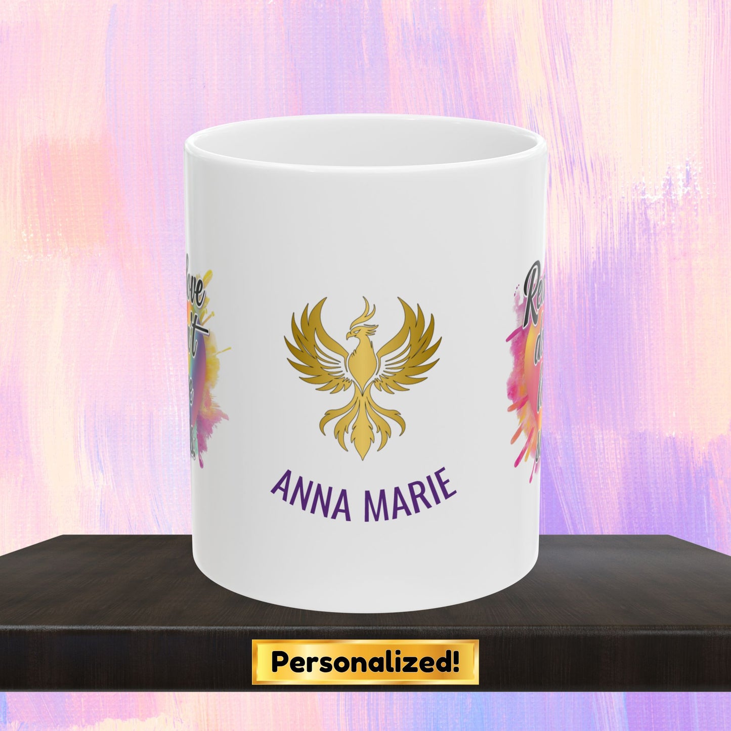 Healing mug with message about real love.