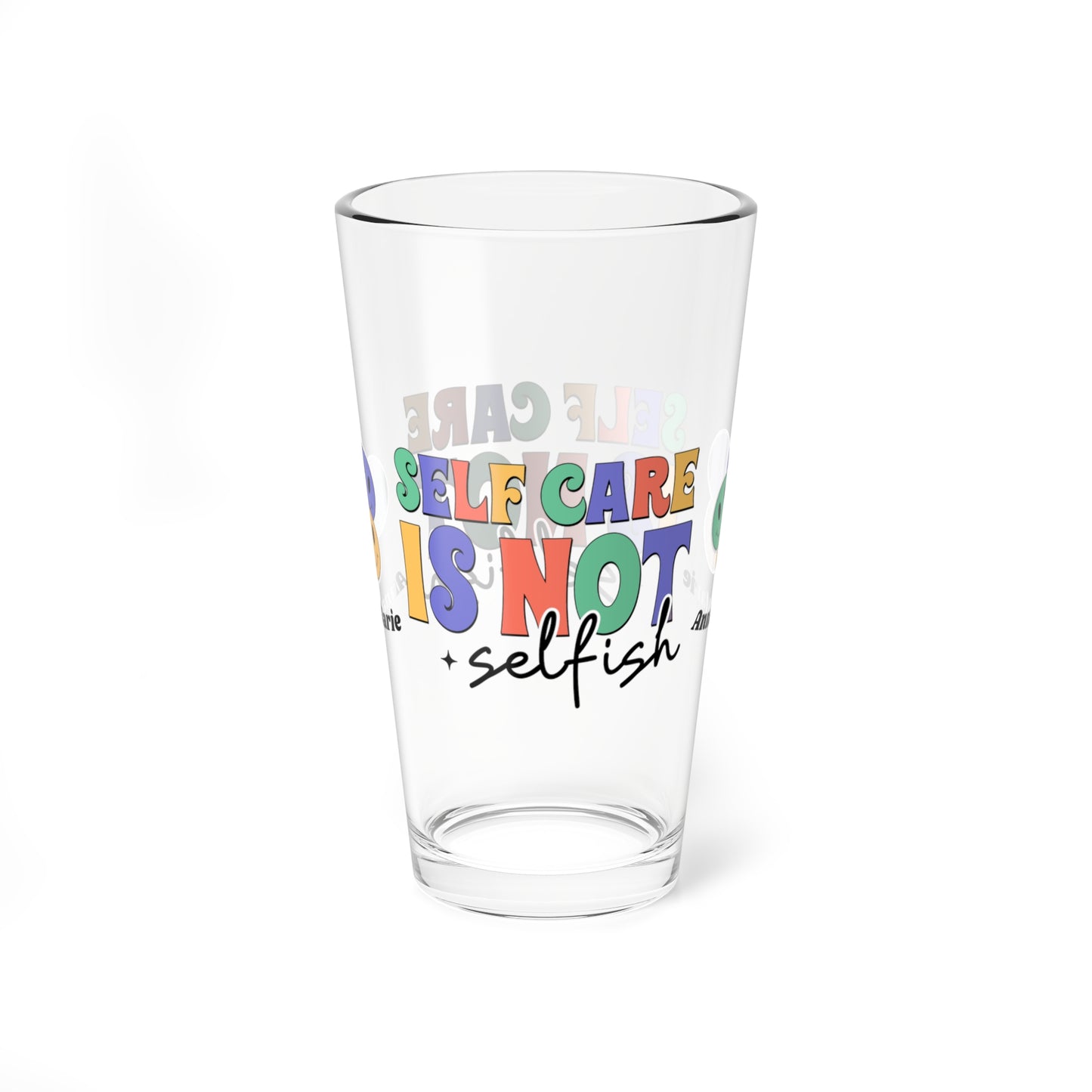 Self-Care is Not Selfish retro pint glass with personalized clear drinkware