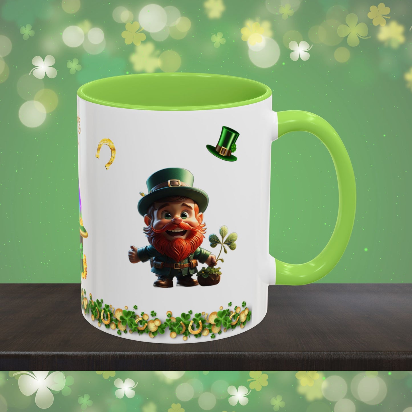 Leprechaun Glee: St. Patrick's Day Two-Tone Coffee Mug - Festive Ceramic Mug for Positivity & Mindfulness