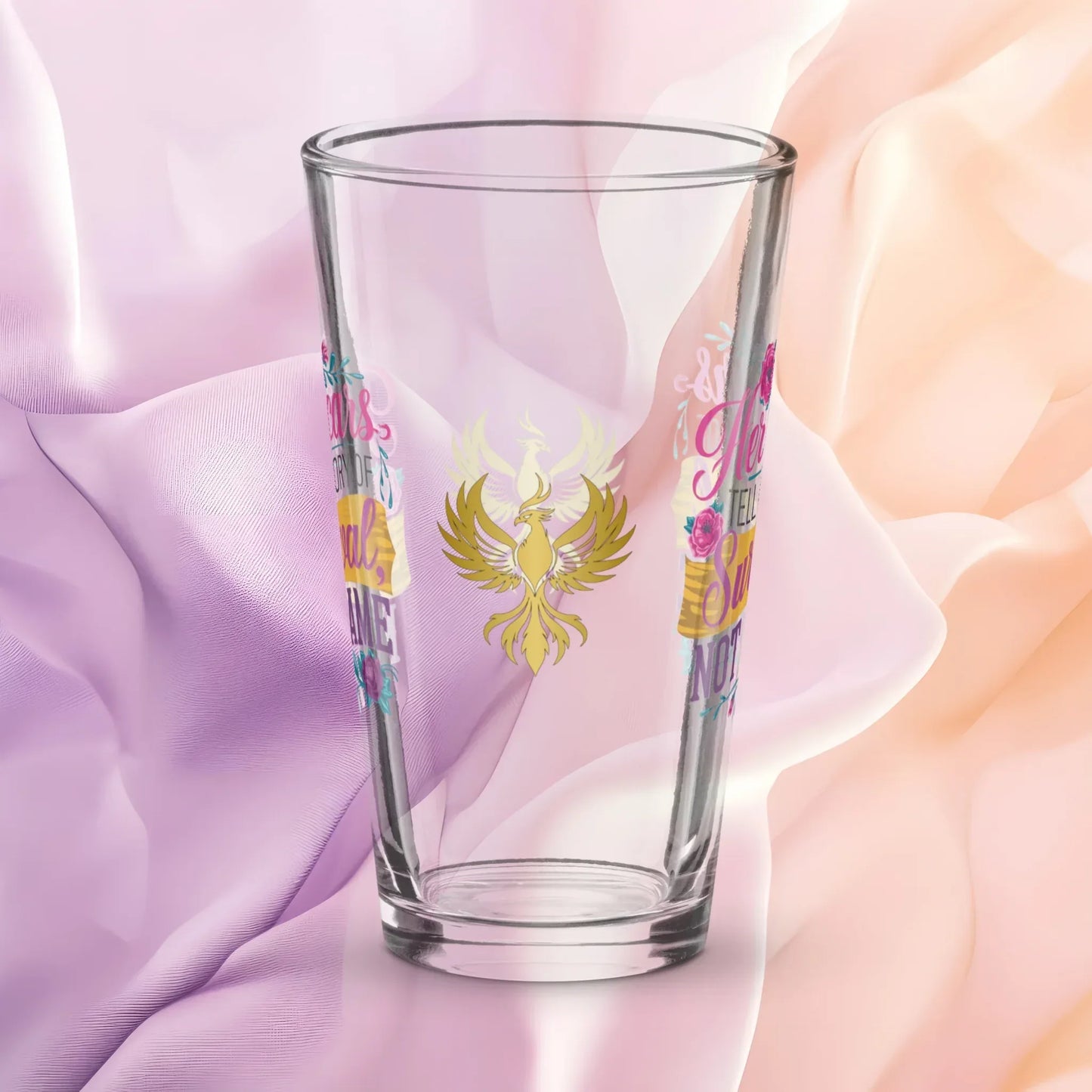Shop our premium rise reclaim pint glass her scars from MySisterIsASurvivor.