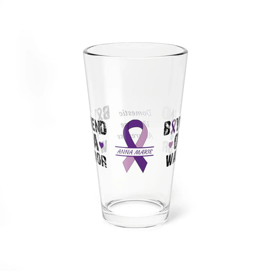 Shop our premium boyfriend of a warrior domestic violence awareness pint glass 16oz from MySisterIsASurvivor.