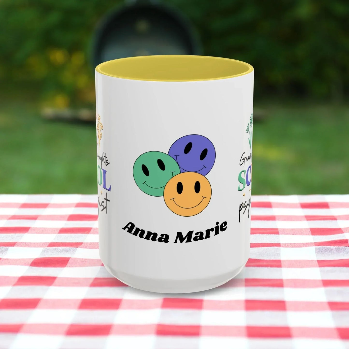 Shop our premium grow positive thoughts school psychologist ceramic mug 11oz 15oz from MySisterIsASurvivor.