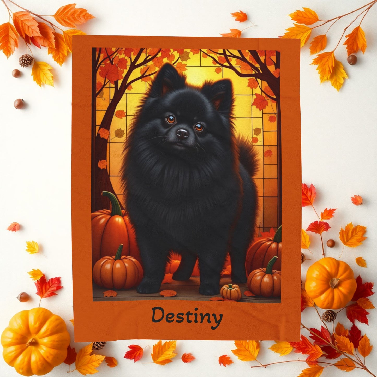 Pomeranian Black Coat Velveteen Plush Blanket, Cozy Dog Breed Throw Gift, Personalized