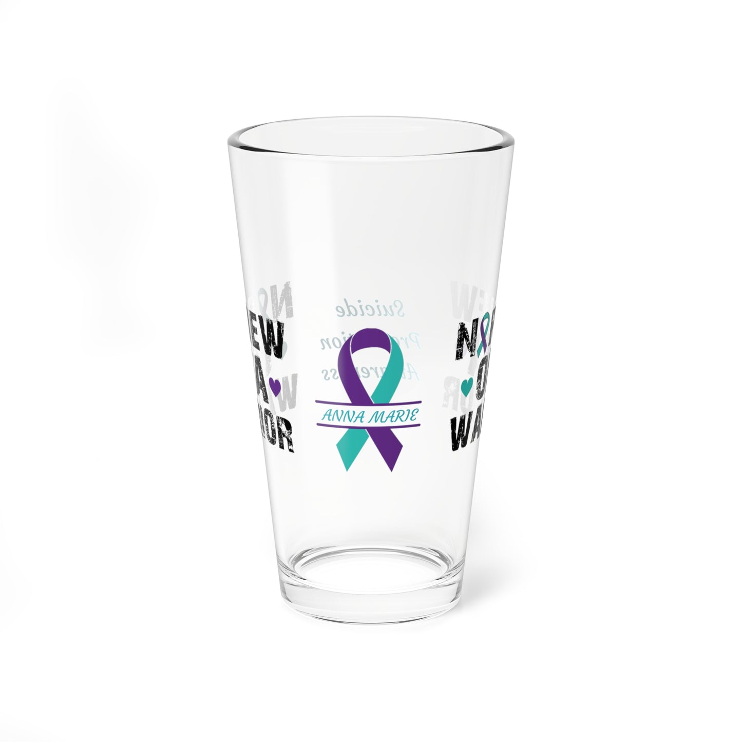 Nephew of a Warrior: Personalized Suicide Prevention Awareness Warrior Pint Glass - Proud Family Member