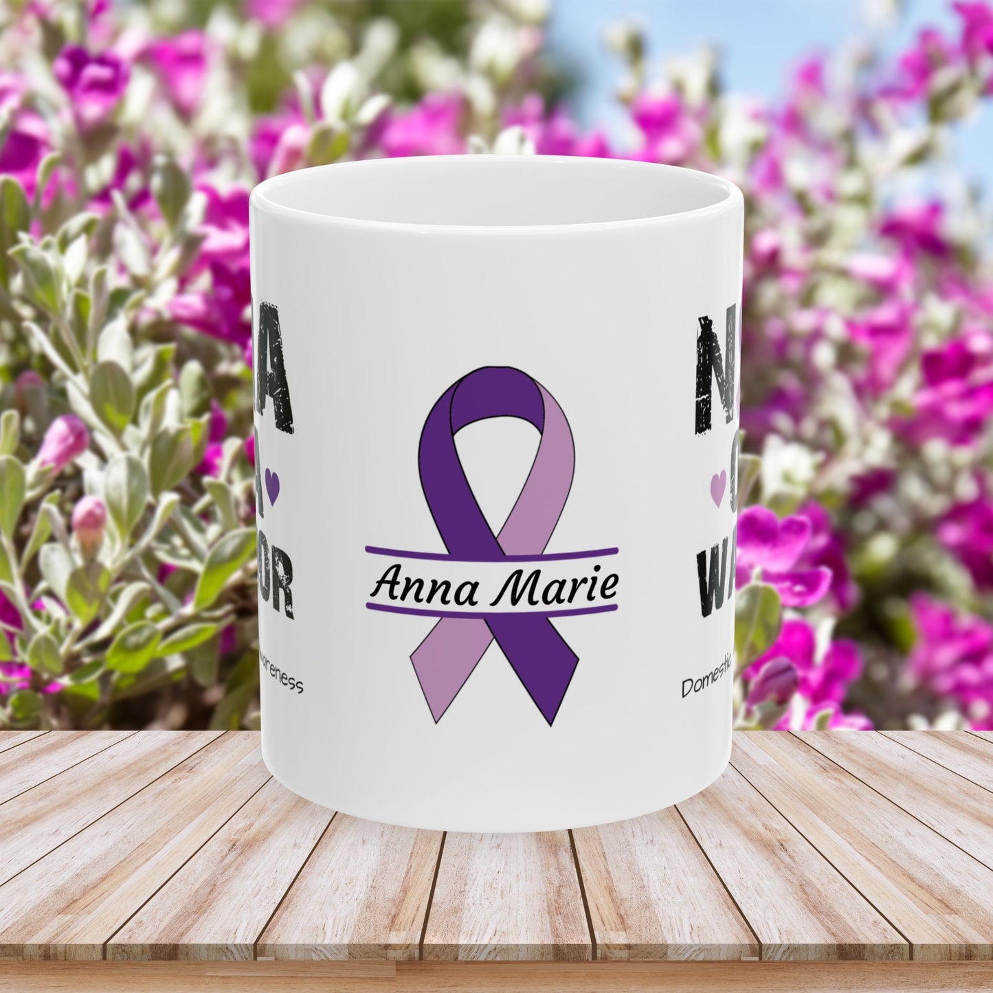 Nana of a Warrior mug - custom domestic violence awareness gift with heartwarming design