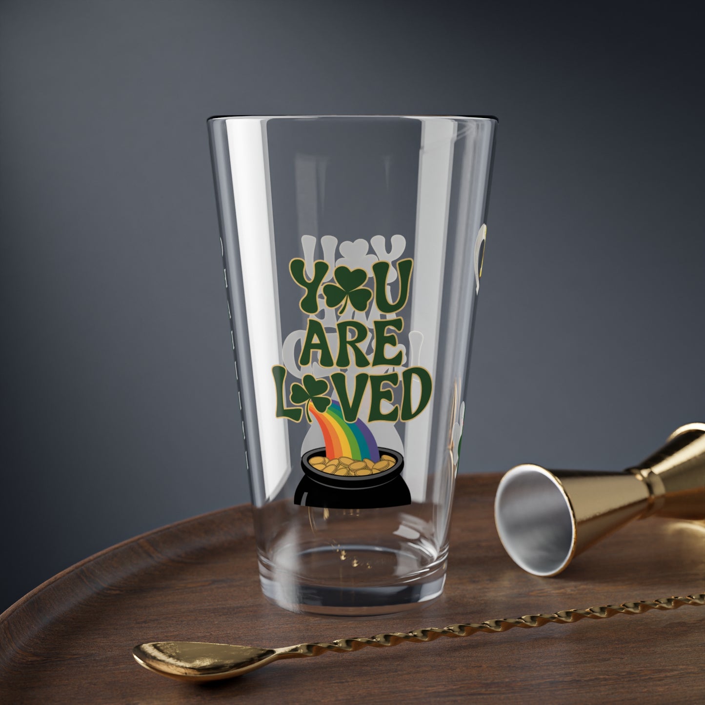 You Are Loved: Personalized St. Patrick's Day Pint Glass - Customizable Name for Happiness and Positivity