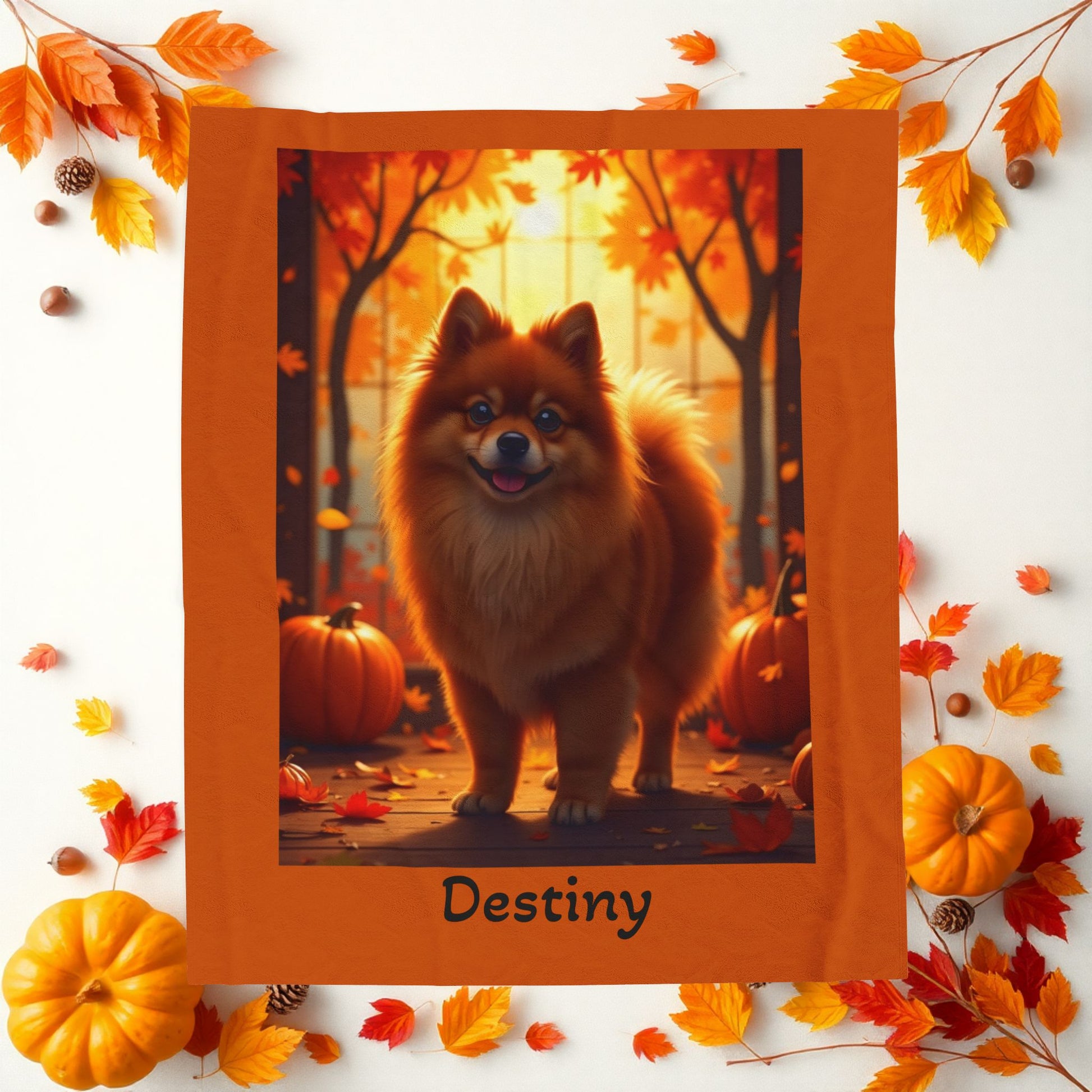 Pomeranian Red Coat Velveteen Plush Blanket, Cozy Dog Breed Plush Throw, Pet Gift