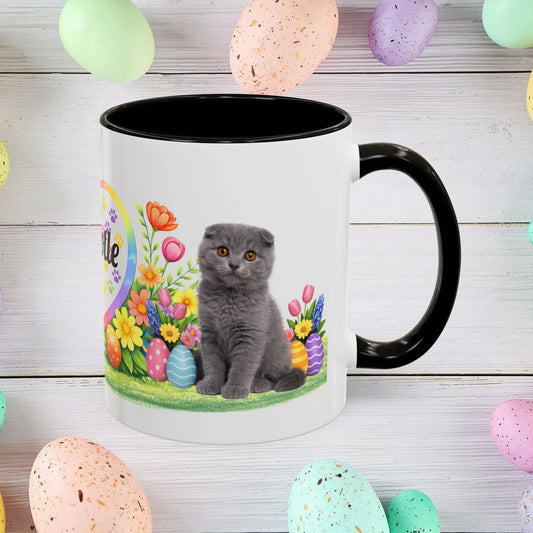 Shop our scottish fold kitten easter mug featuring the 11oz style option from MySisterIsASurvivor.