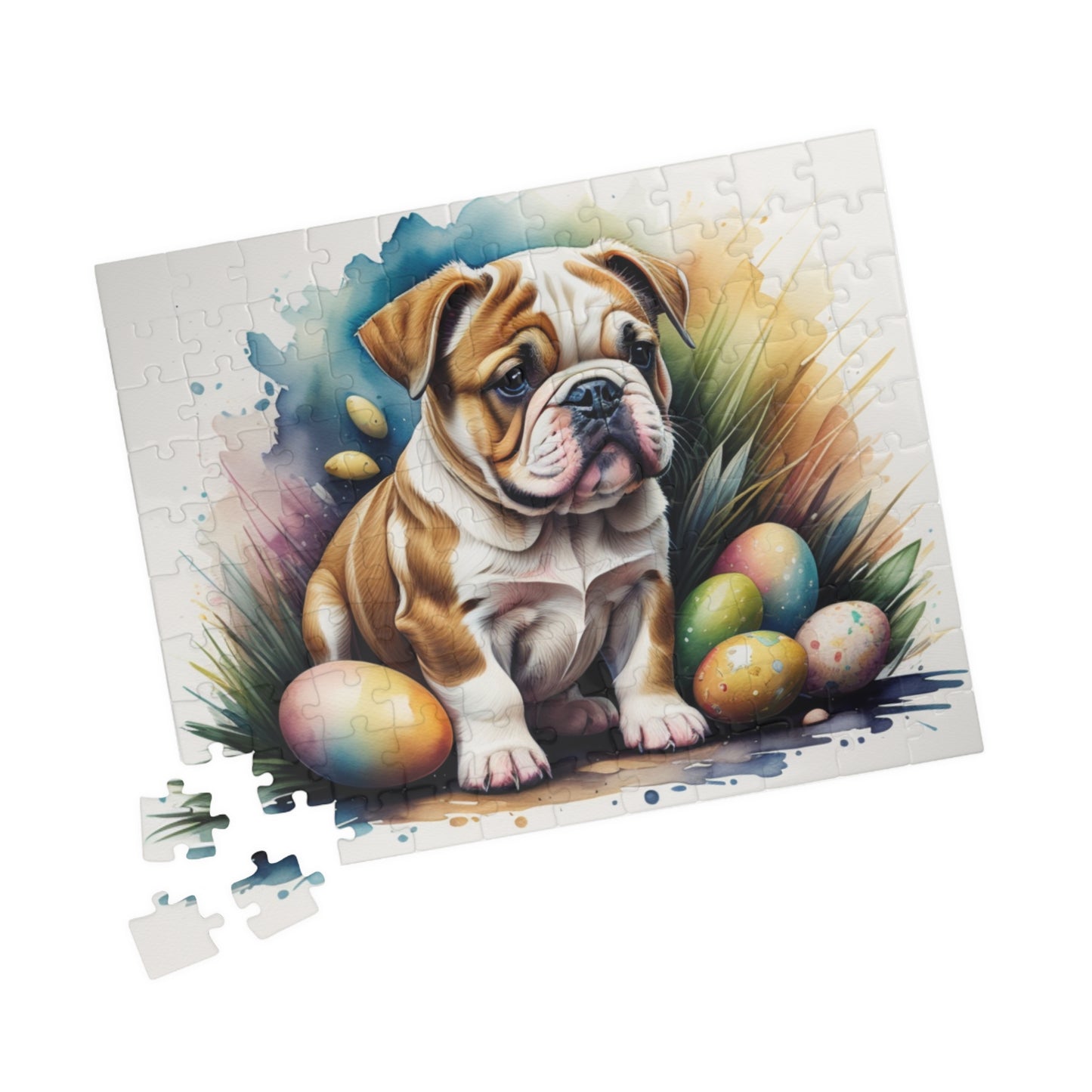 Bulldog Easter Puppy Puzzle - Dog Lovers, Mental Health Benefits, Holiday Fun, Mindfulness, Stress Relief, Festive Gift