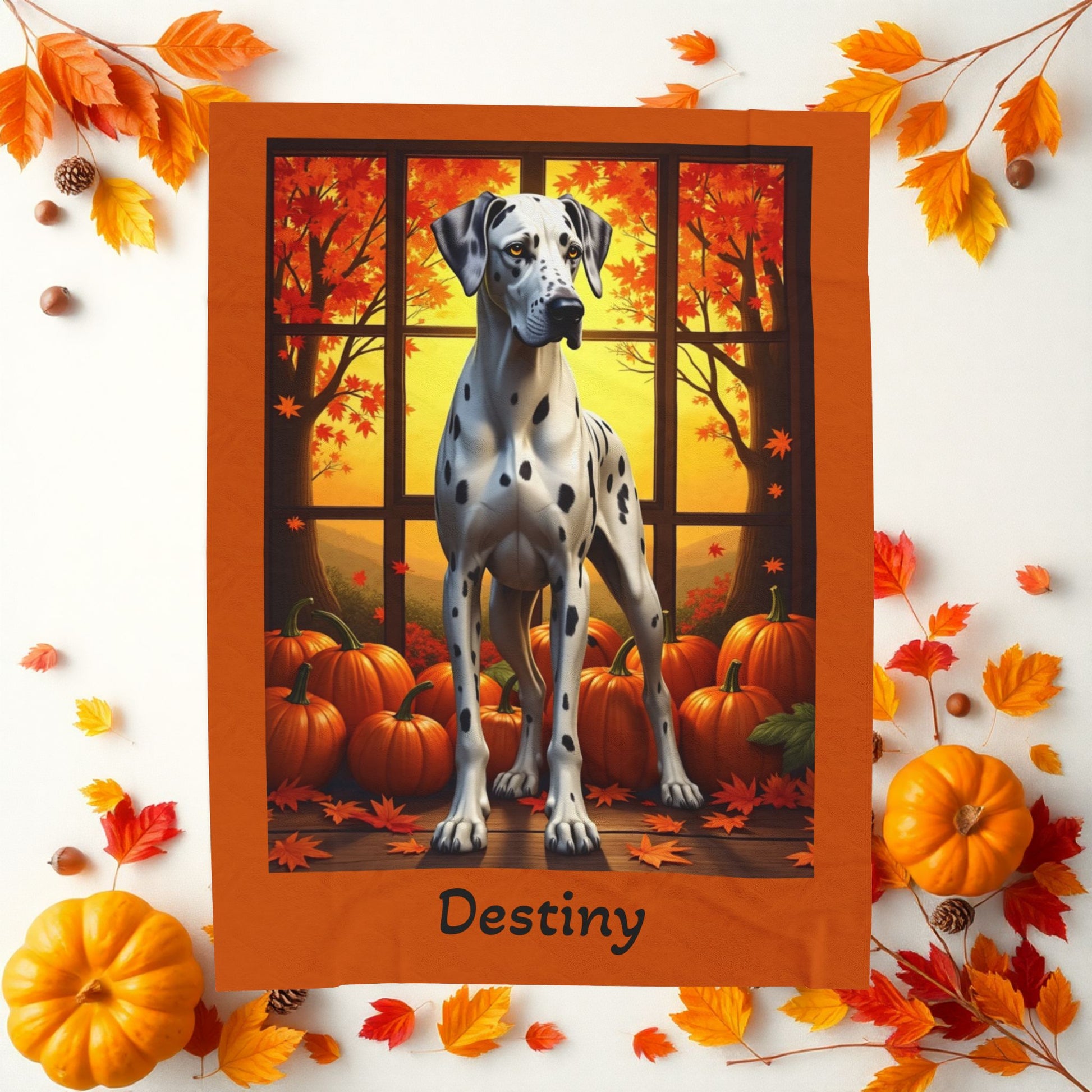 Great Dane Harlequin Coat Velveteen Plush Blanket, Soft Plush Dog Throw, Gentle Giant Fans