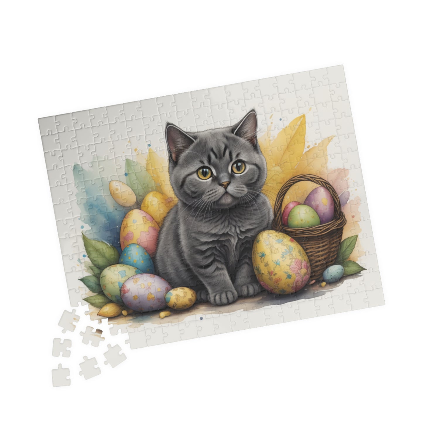 British Shorthair Easter Kitten Puzzle - Cat Lovers, Mental Health Benefits, Holiday Fun, Mindfulness, Stress Relief, Festive Gift