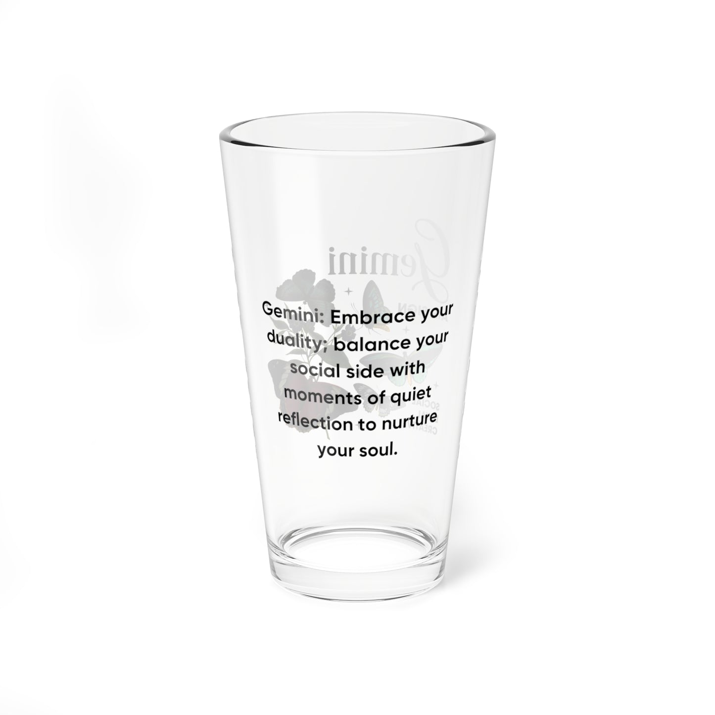 Gemini zodiac pint glass, personalized 16oz astrology birthday drinkware, horoscope star sign gift