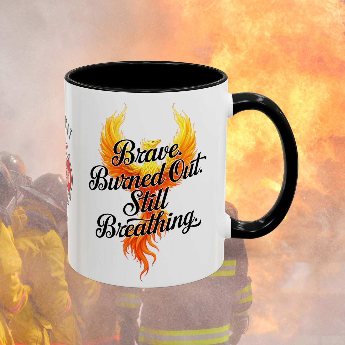 Firefighter Support Custom Mug - Brave. Burned Out. Still Breathing. | Mental Health & PTSD Awareness Gift