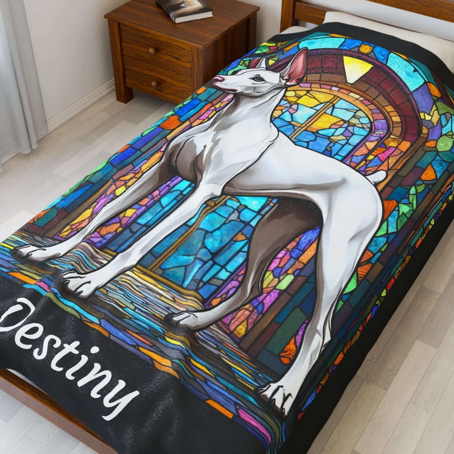 Shop our premium doberman pinscher white personalized velveteen plush blanket from MySisterIsASurvivor.
