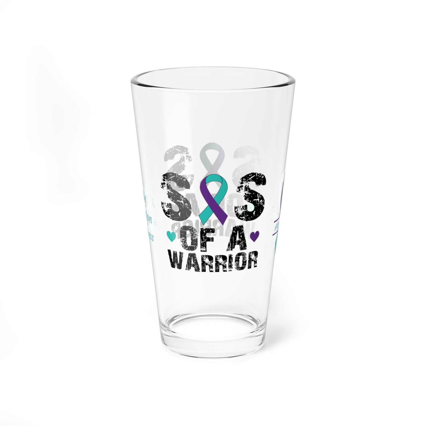 Sis of a Warrior: Personalized Suicide Prevention Awareness Warrior Pint Glass - Proud Family Member