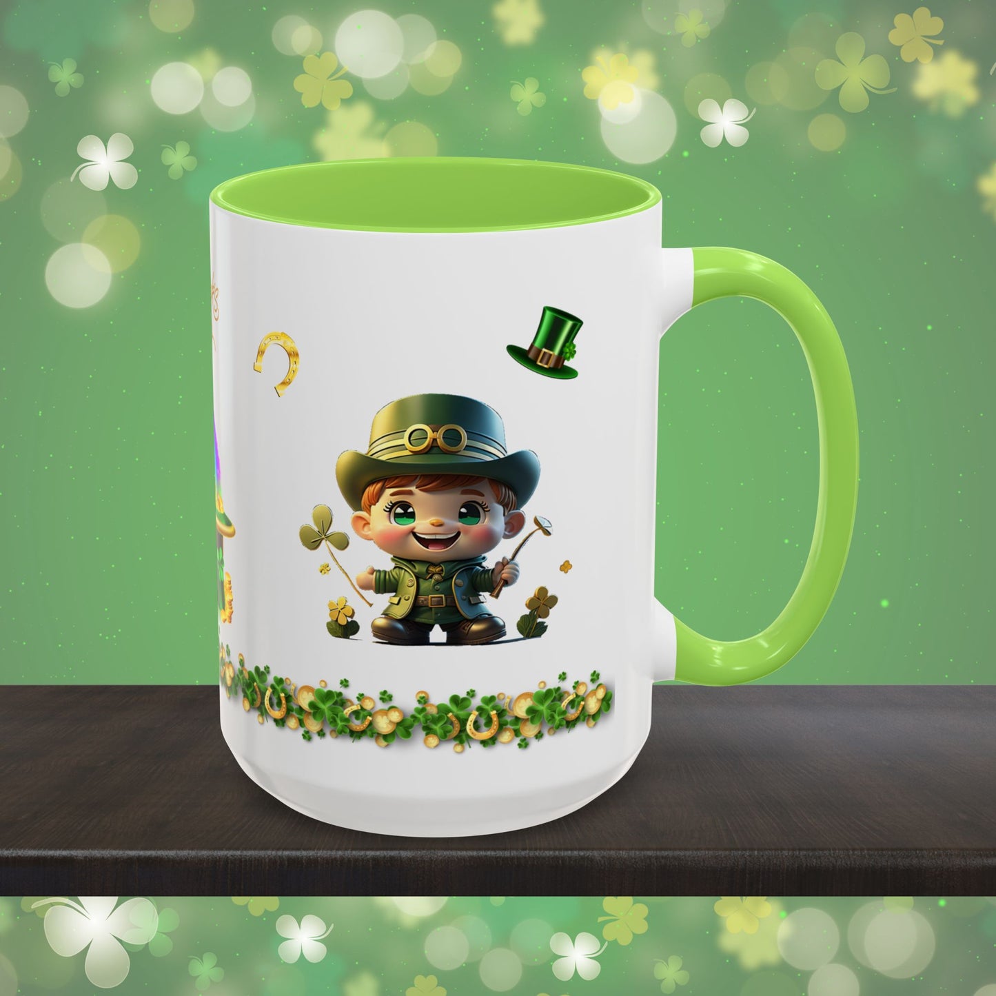 Leprechaun Laughter Logic: St. Patrick's Day Two-Tone Coffee Mug - Festive Ceramic Mug for Positivity & Mindfulness