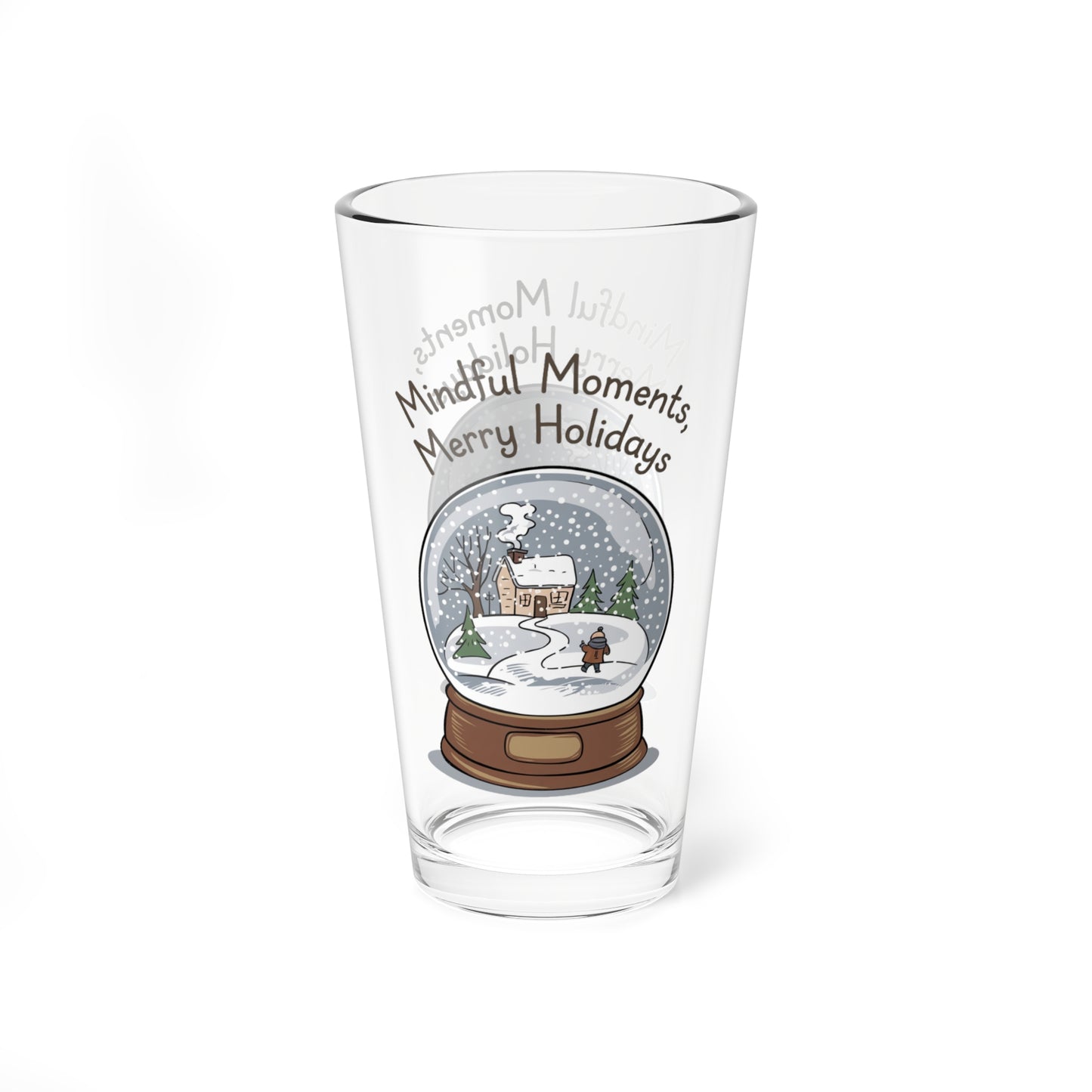Mindful Moments, Merry Holidays, Christmas Pint Glass, 16oz