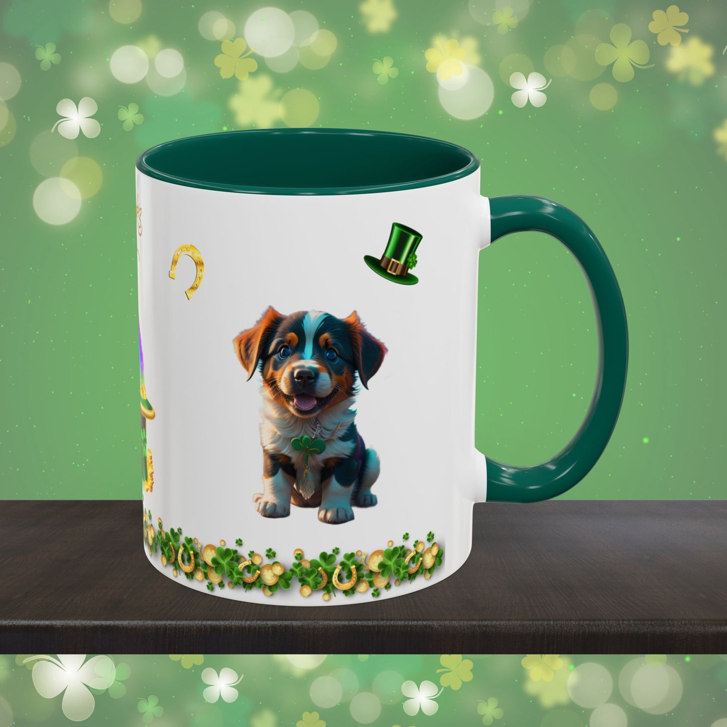 Shamrock Snuggles: St. Patrick's Day Two-Tone Coffee Mug - Festive Ceramic Mug for Positivity & Mindfulness