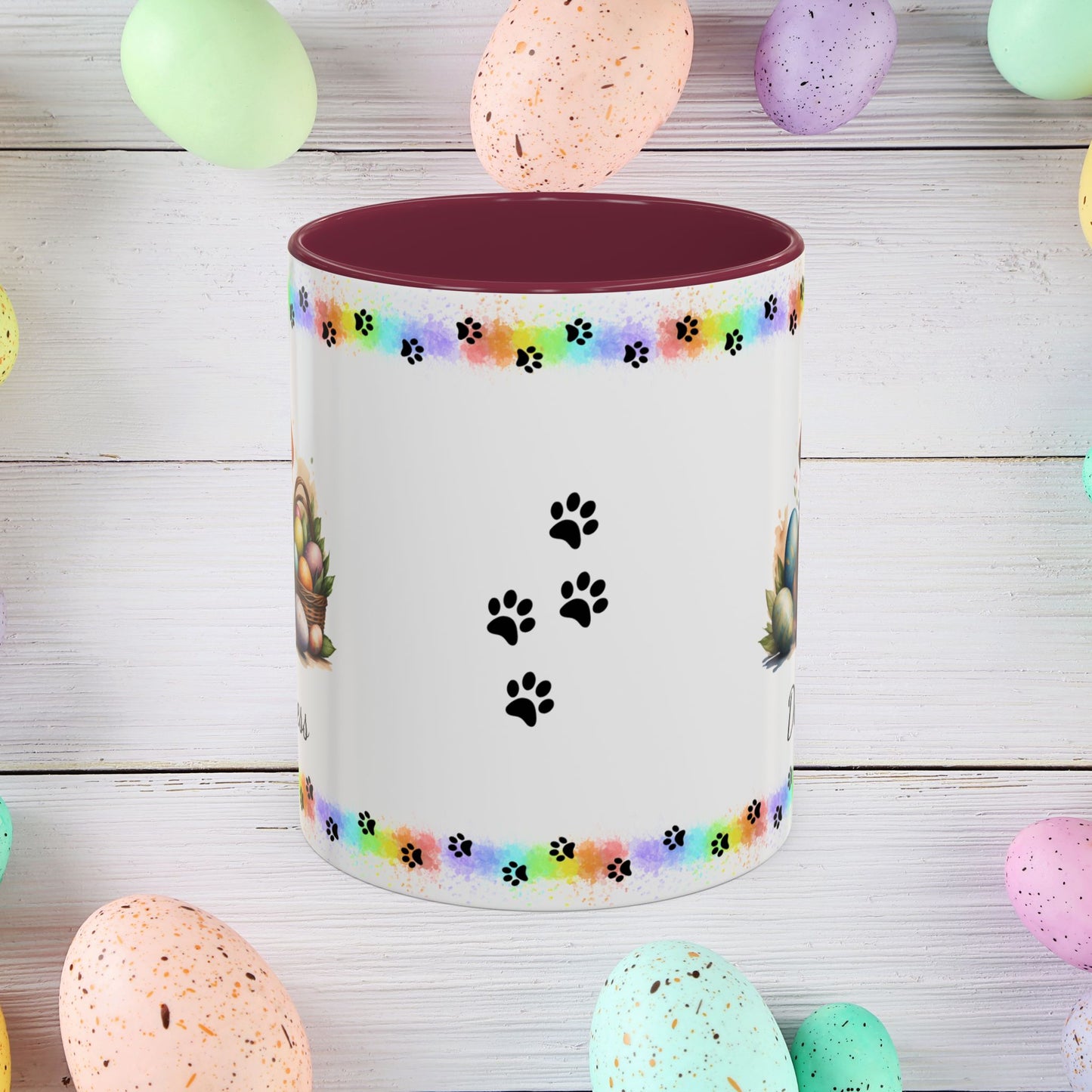 Vizsla Easter puppy coffee mug personalized adorable dog lover gift, great for mindful self-care and Easter gifting.