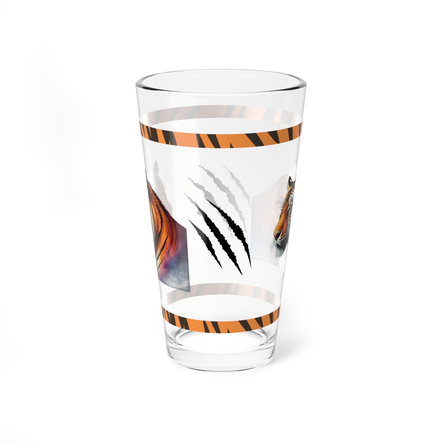 Striped Serenity 16oz Tiger Pint Glass - Inspiring Strength, Courage, and Empowerment