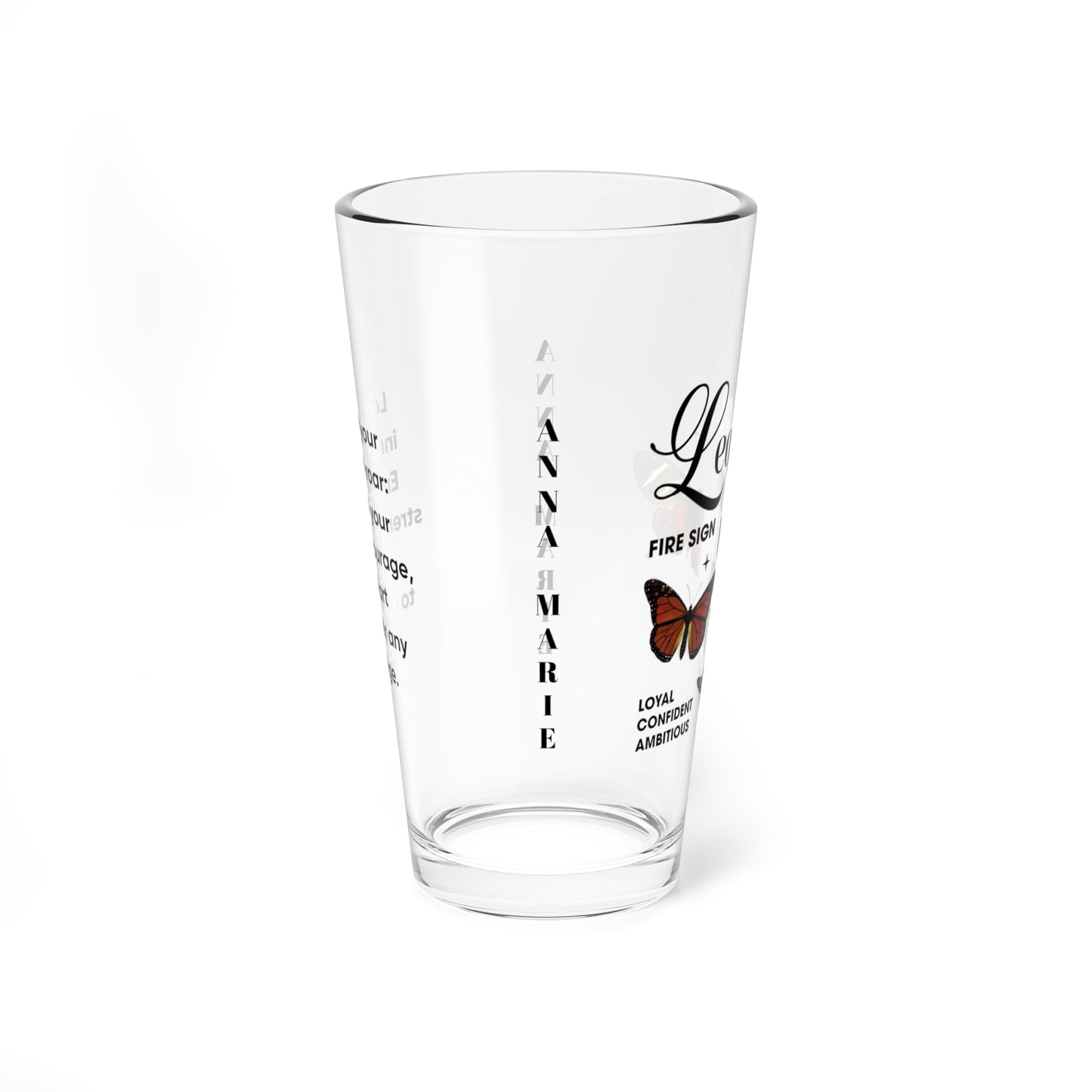 Leo personalized astrology pint glass, 16oz zodiac horoscope birthday drinkware gift for star sign fans
