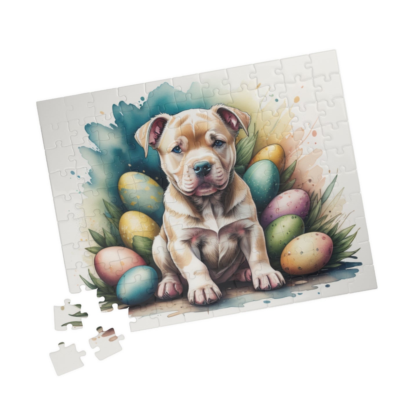 Pitbull (Fawn) Easter Puppy Puzzle - Dog Lovers, Mental Health Benefits, Holiday Fun, Mindfulness, Stress Relief, Festive Gift