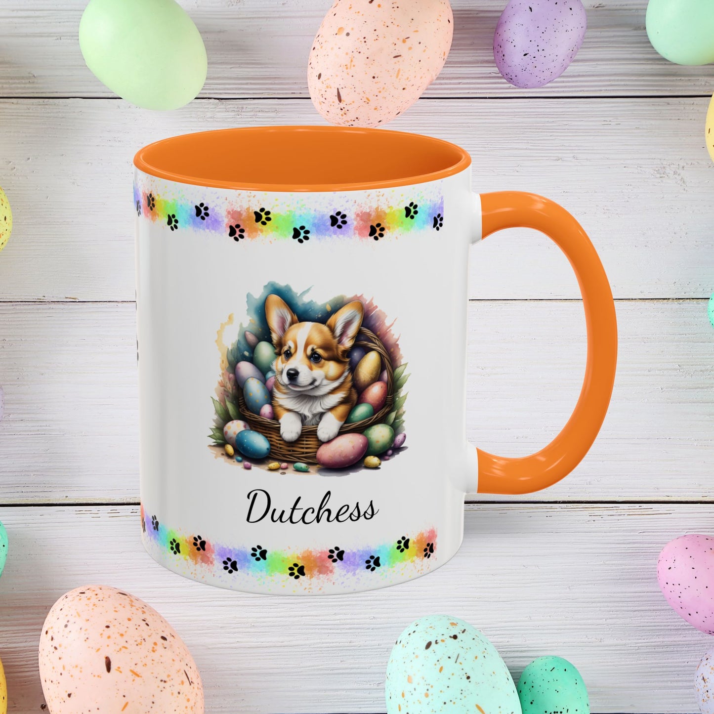 Corgi Easter puppy coffee mug, personalized cute dog gift for mental health support and cozy sipping
