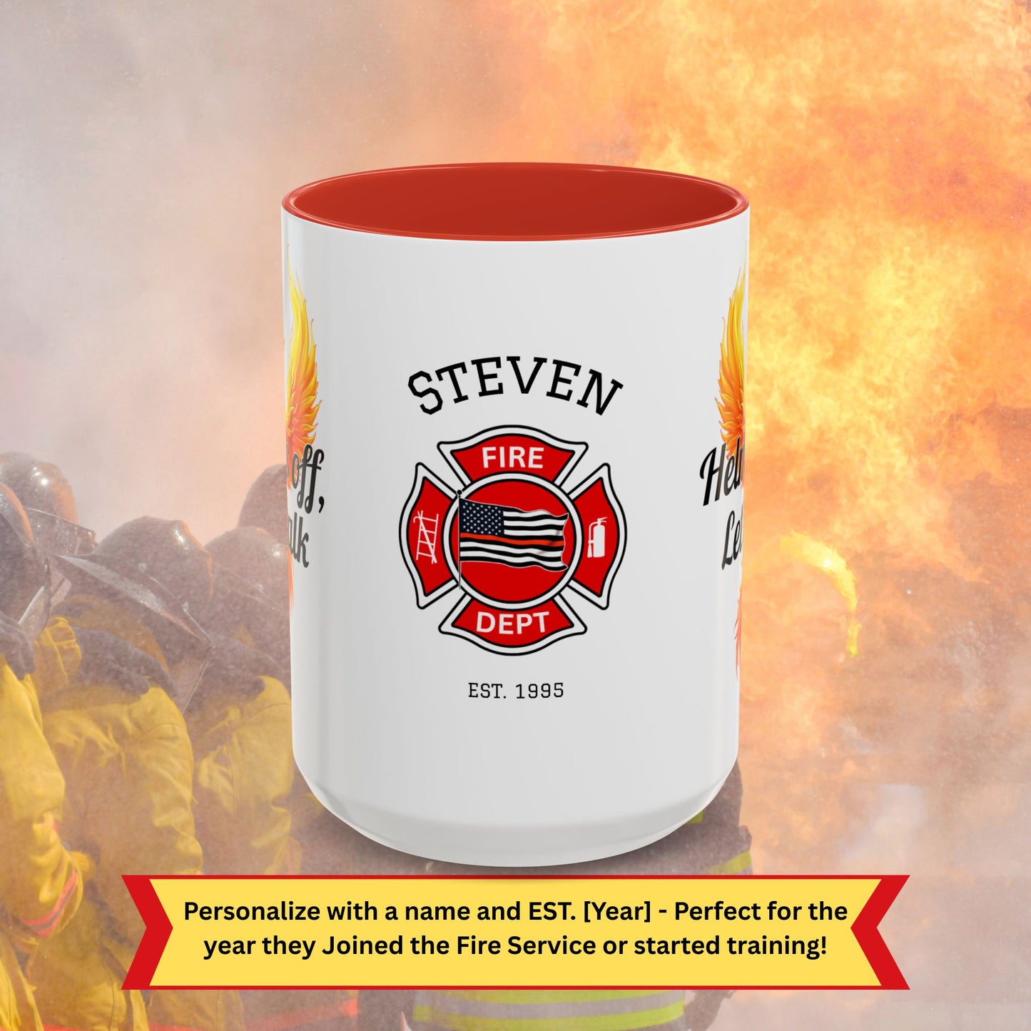 Firefighter Support Custom Mug - Helmets Off, Let's Talk | Firehouse Mental Health Awareness Coffee Cup