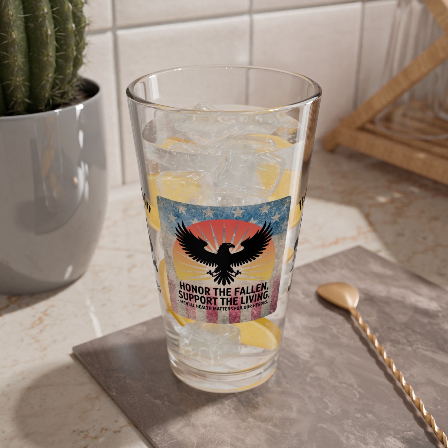 Personalized Memorial Day Pint Glass - "Honor The Fallen", PTSD Awareness Gift for Veterans & Memorial Days