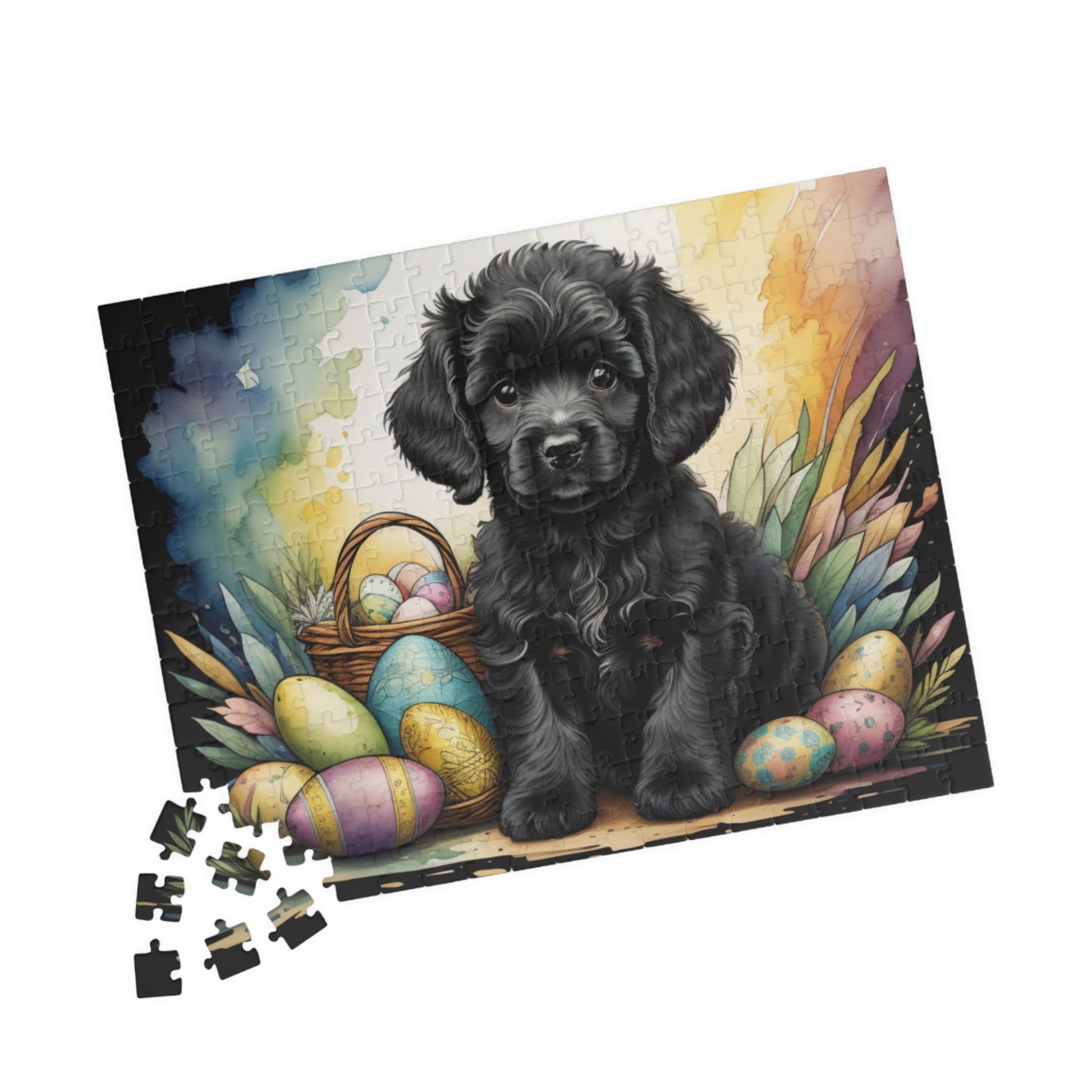 Poodle (Black) Easter Puppy Puzzle - Dog Lovers, Mental Health Benefits, Holiday Fun, Mindfulness, Stress Relief, Festive Gift