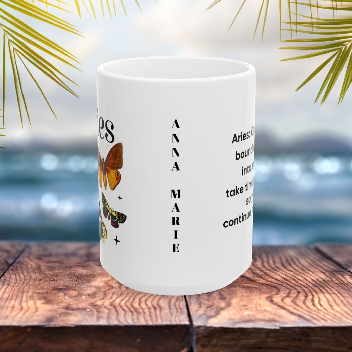 Aries zodiac mug, custom horoscope coffee cup, astrology birthday gift for Aries star sign fans