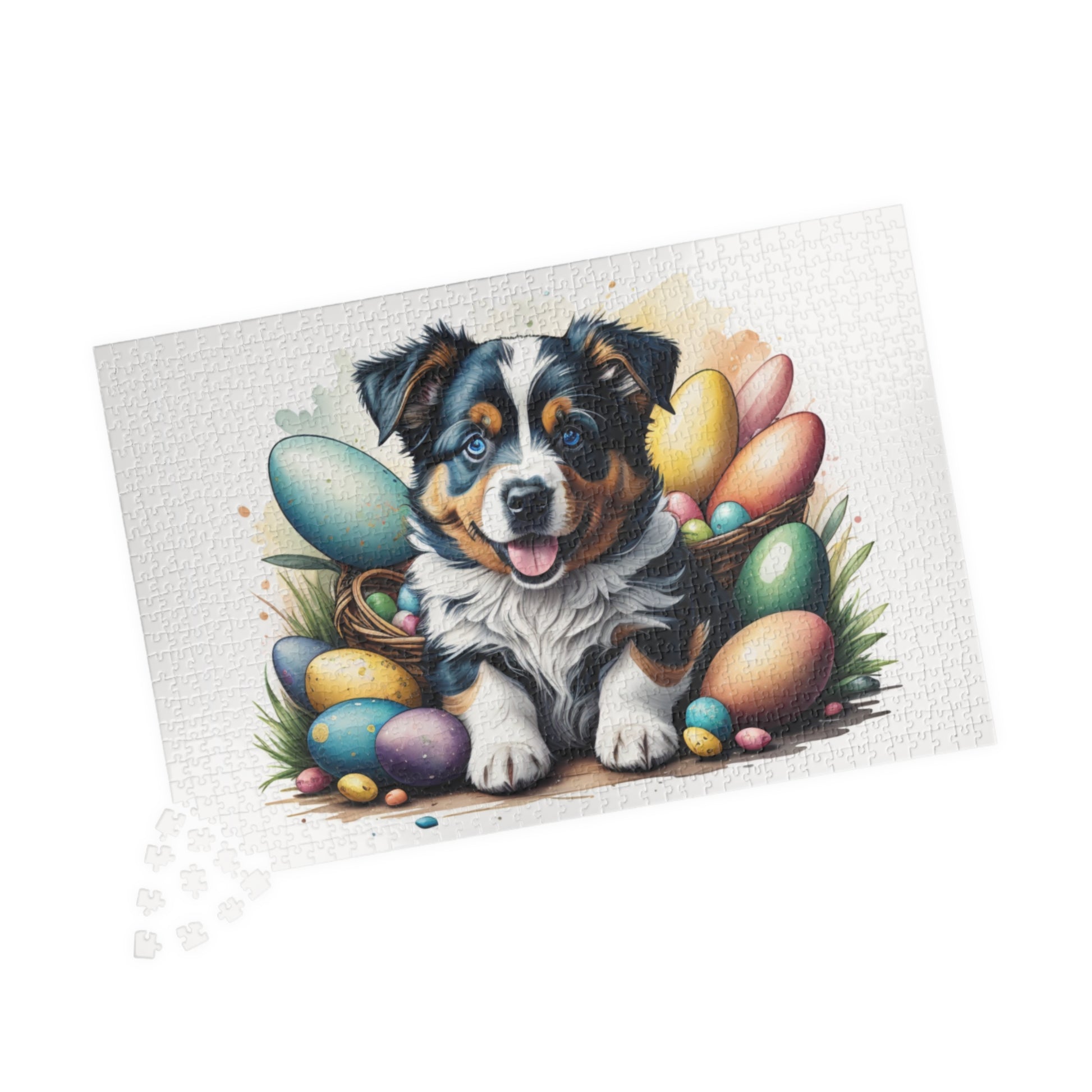 Australian Shepherd Easter Puppy Puzzle - Dog Lovers, Mental Health Benefits, Holiday Fun, Mindfulness, Stress Relief, Festive Gift