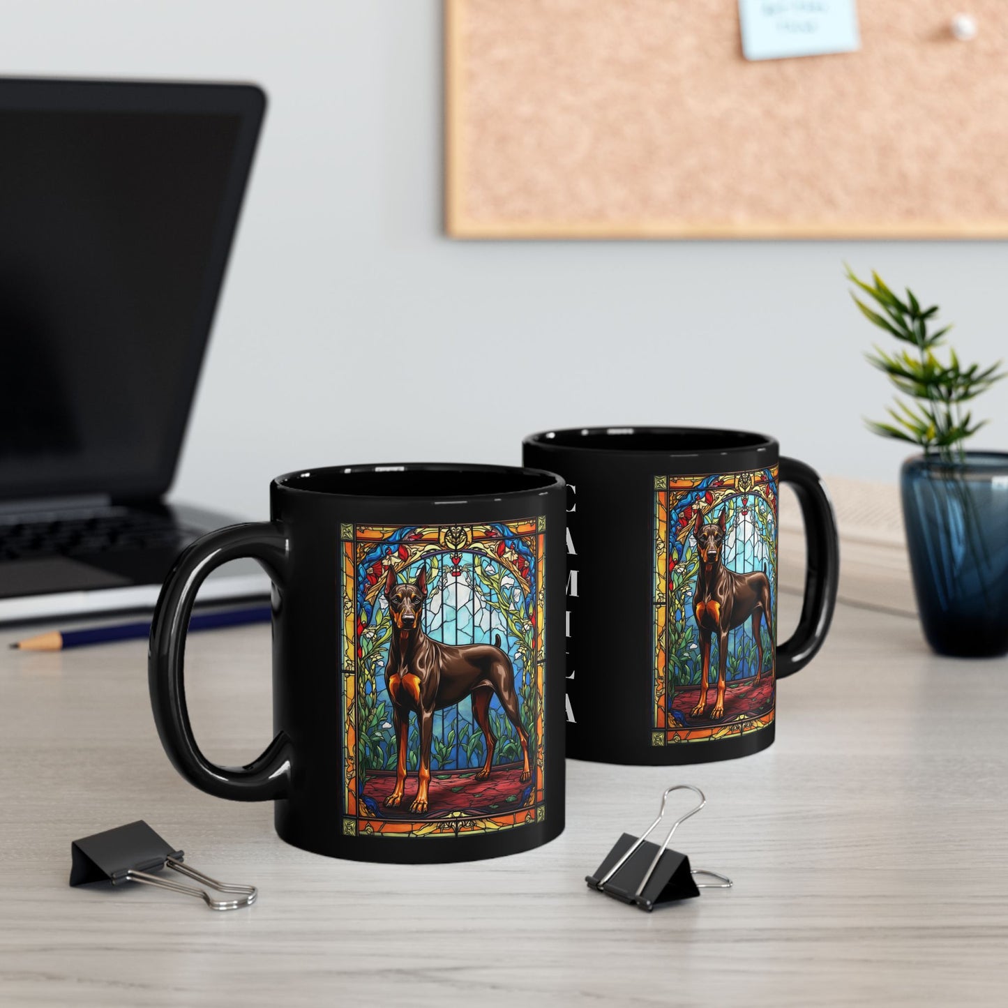 Doberman Pinscher (Red & Rust) Personalized Mug, Pet Lover Mug, Dog Coffee Mug, Custom Dobie Name Mug, Dog Lover Gift, Dog-Themed Mug