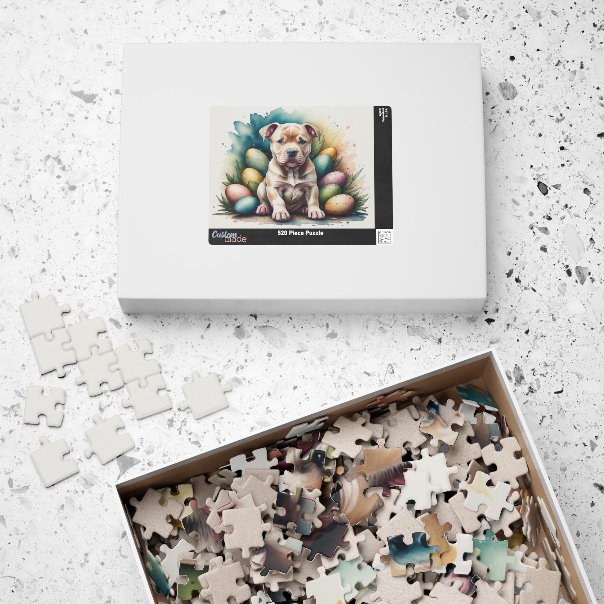 Pitbull (Fawn) Easter Puppy Puzzle - Dog Lovers, Mental Health Benefits, Holiday Fun, Mindfulness, Stress Relief, Festive Gift