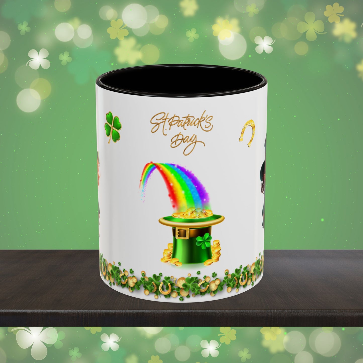 Mystical Leprechaun Magic: St. Patrick's Day Two-Tone Coffee Mug - Festive Ceramic Mug for Positivity & Mindfulness
