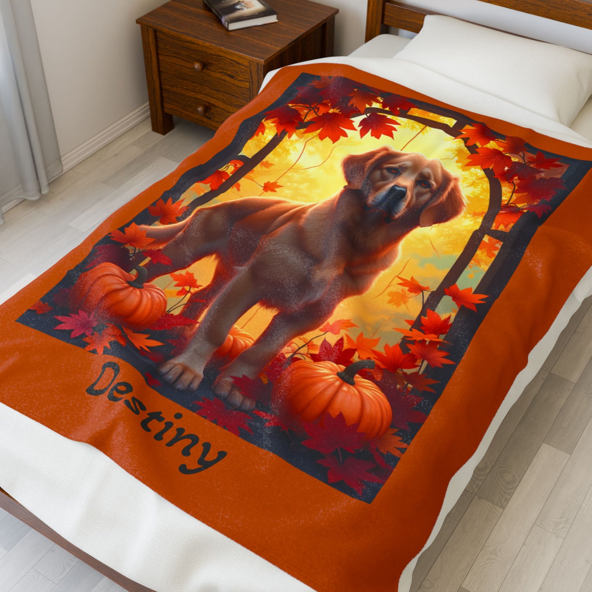 Golden Retriever Dark Coat Velveteen Plush Blanket, Personalized Dog Throw Gift