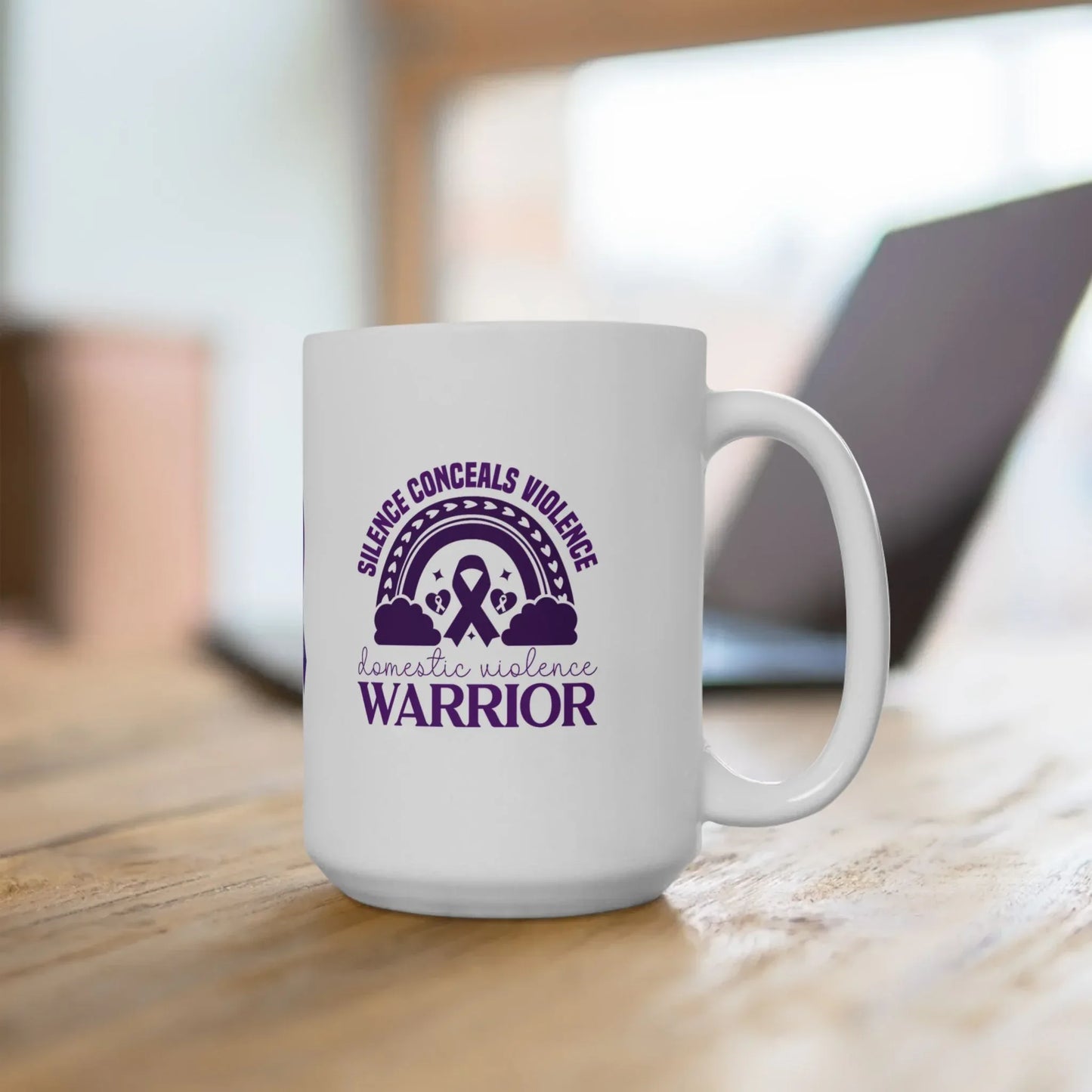 Shop our premium silence conceals violence domestic violence warrior ceramic mug 11oz 15oz from MySisterIsASurvivor.