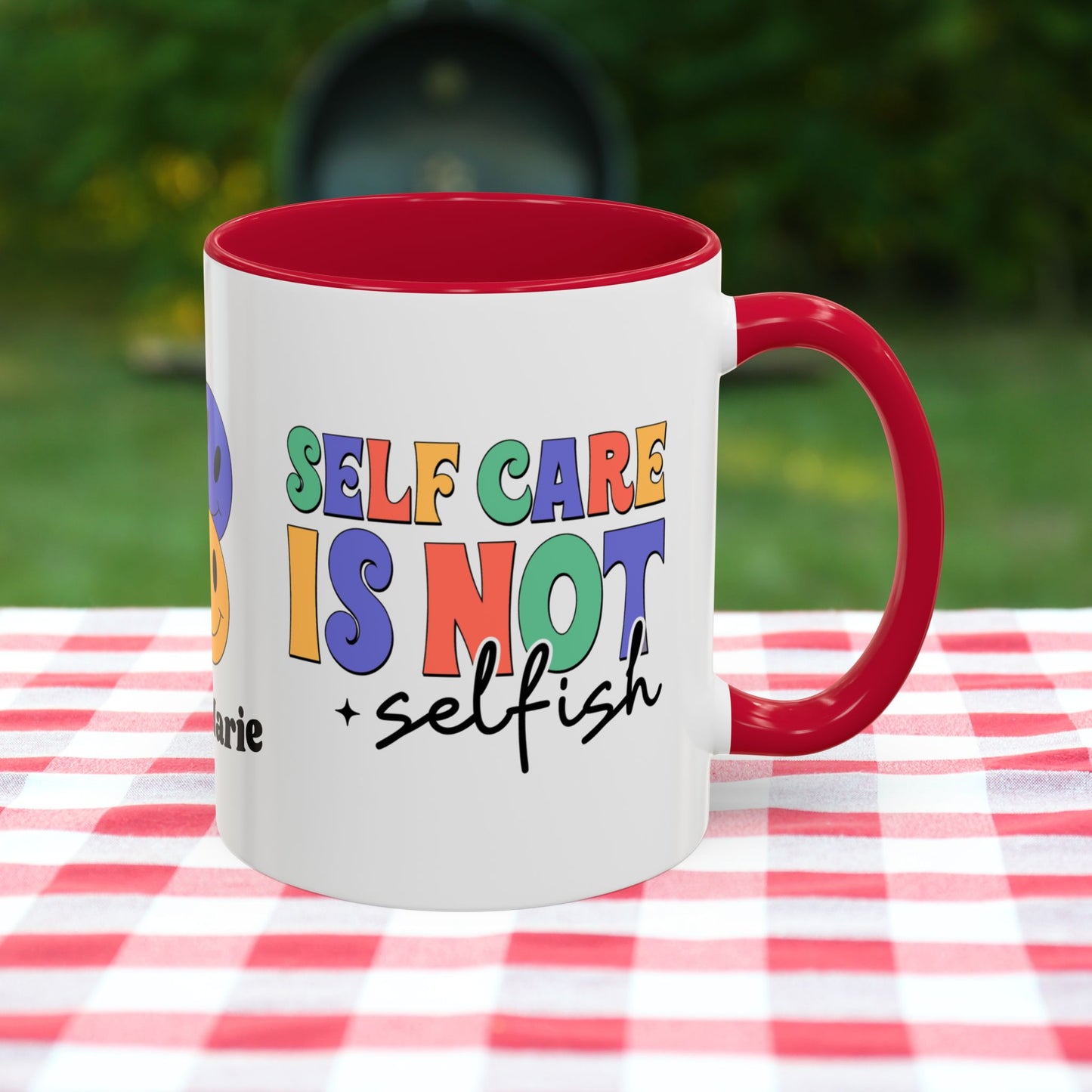 Self-Care is Not Selfish - Personalized Retro Empowering Mental Health Mug for Daily Wellness